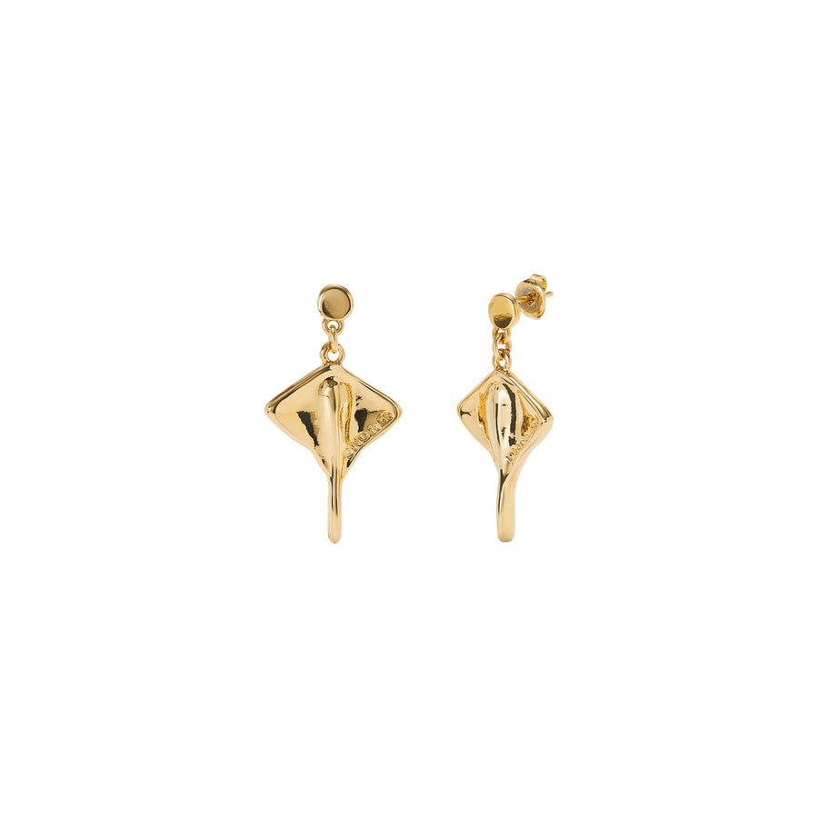 Metal Alloy 18K Gold Plated Stingray Earrings PEN0956ORO000
