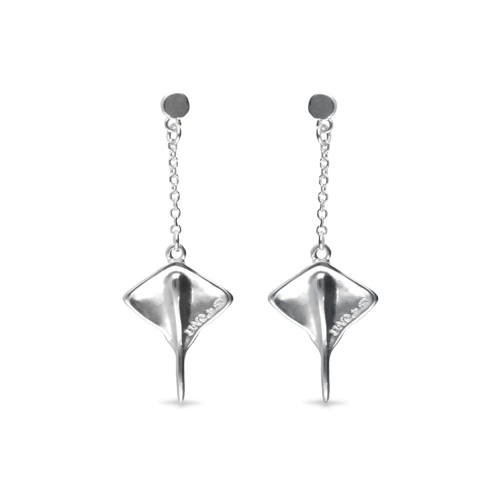 Metal Alloy Sterling Silver Plated Long Chain Stingray Earrings PEN1009MTL000