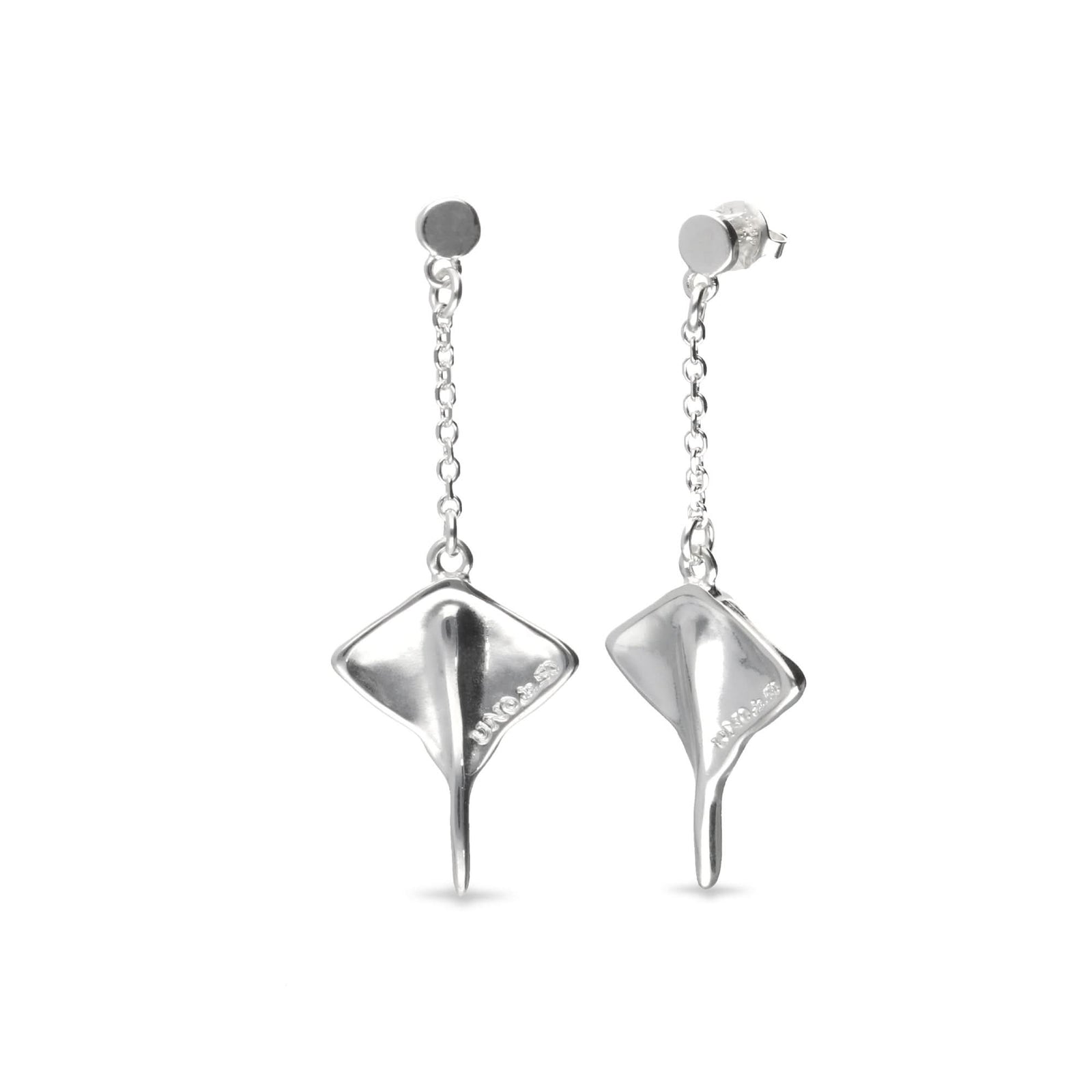 Metal Alloy Sterling Silver Plated Long Chain Stingray Earrings PEN1009MTL000