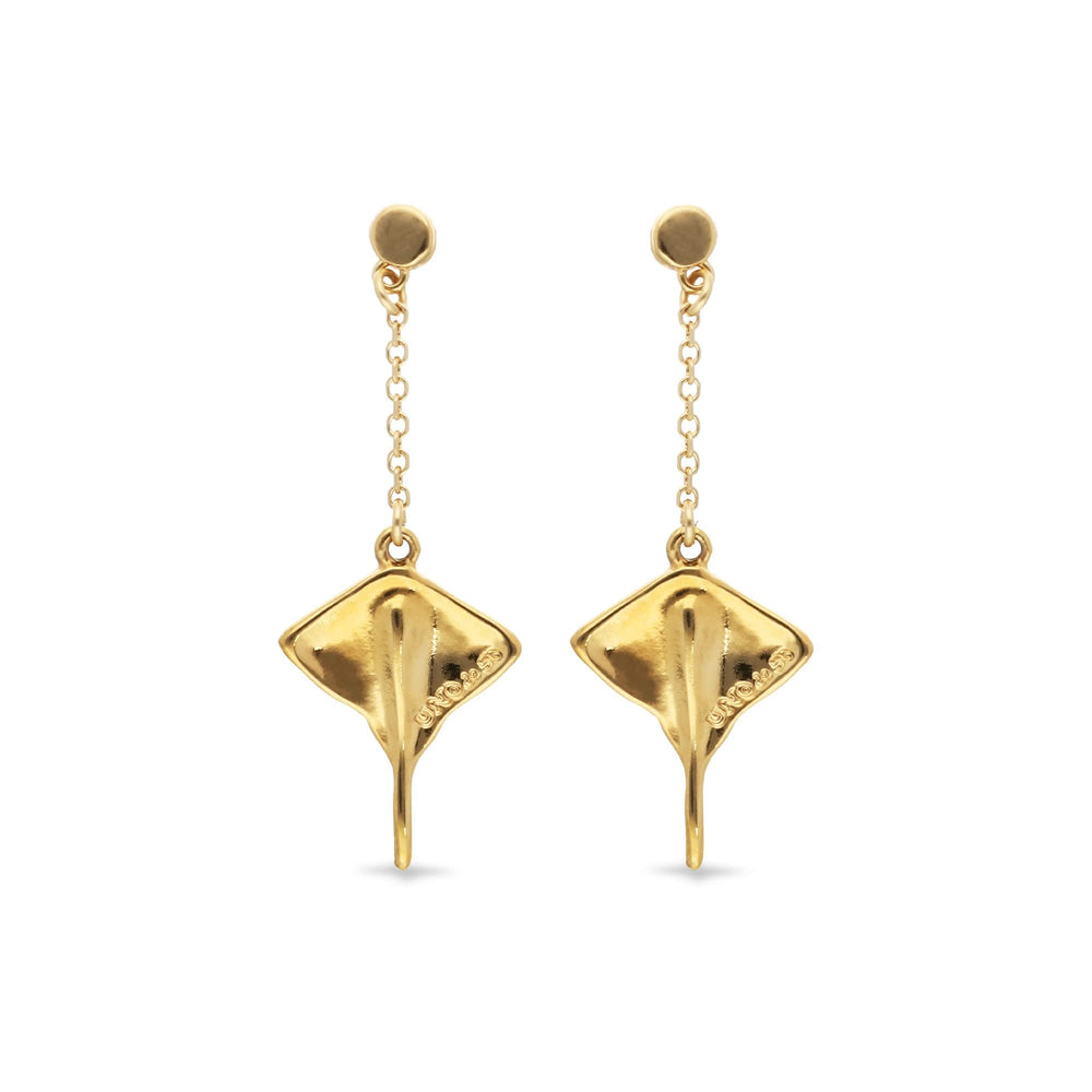 Metal Alloy 18K Gold Plated Long Chain Stingray Earrings PEN1009ORO000