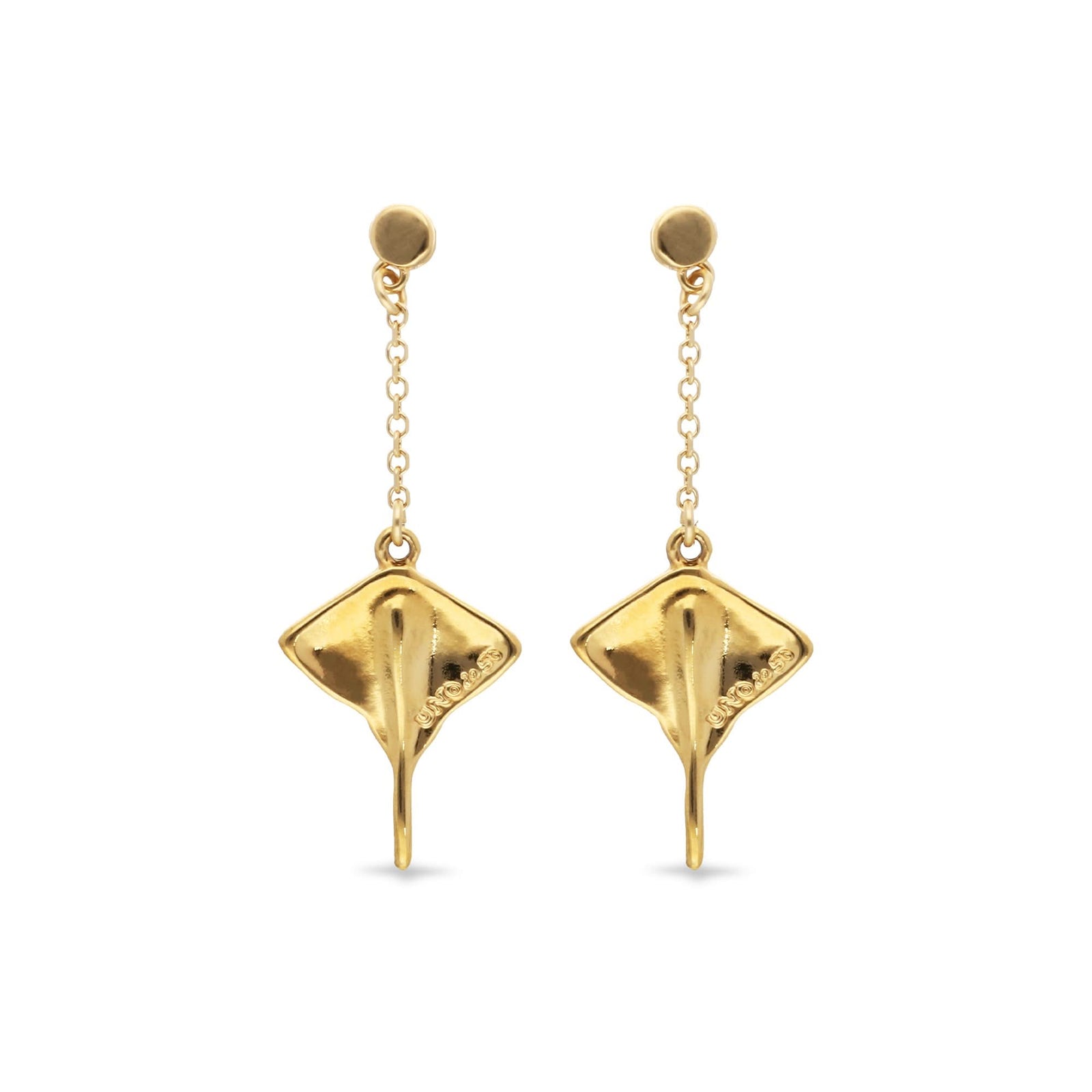Metal Alloy 18K Gold Plated Long Chain Stingray Earrings PEN1009ORO000