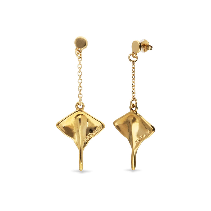 Metal Alloy 18K Gold Plated Long Chain Stingray Earrings PEN1009ORO000