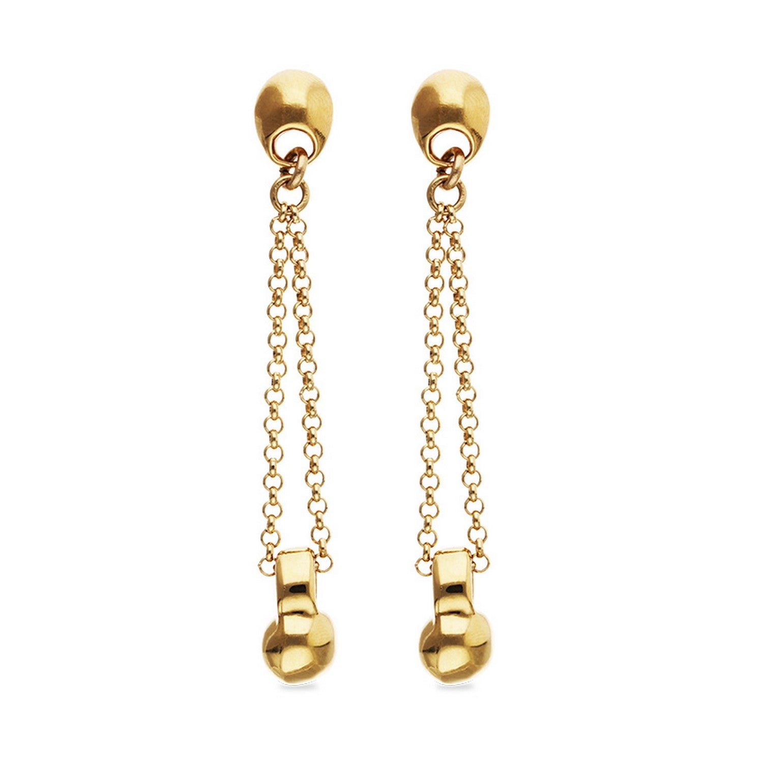18K Gold Metal Alloy Long Chain And Ball Detail Earrings PEN1063ORO000