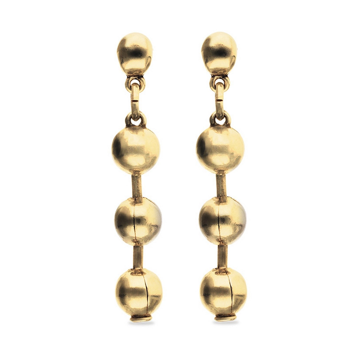 18K Gold Plated Balls Long Ear Earrings PEN1064ORO000