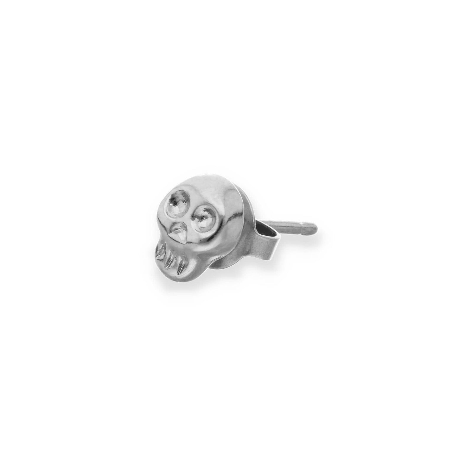 Metal Alloy Sterling Silver Plated Skull Single Earring PIE0017MTL000