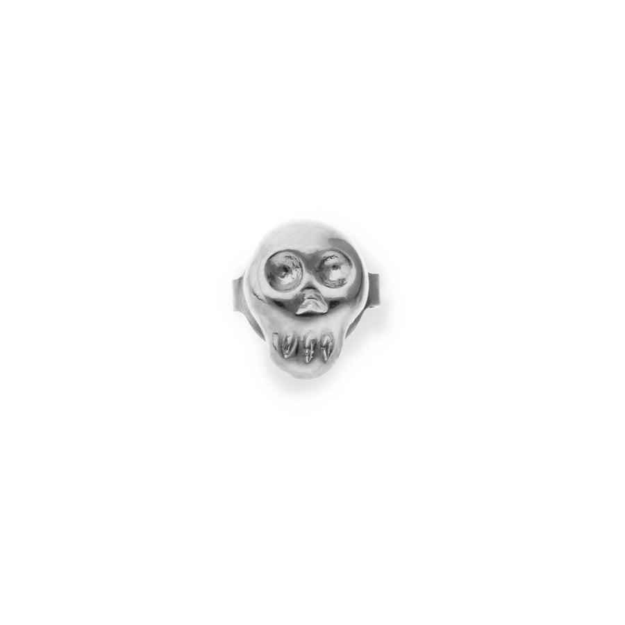 Metal Alloy Sterling Silver Plated Skull Single Earring PIE0017MTL000