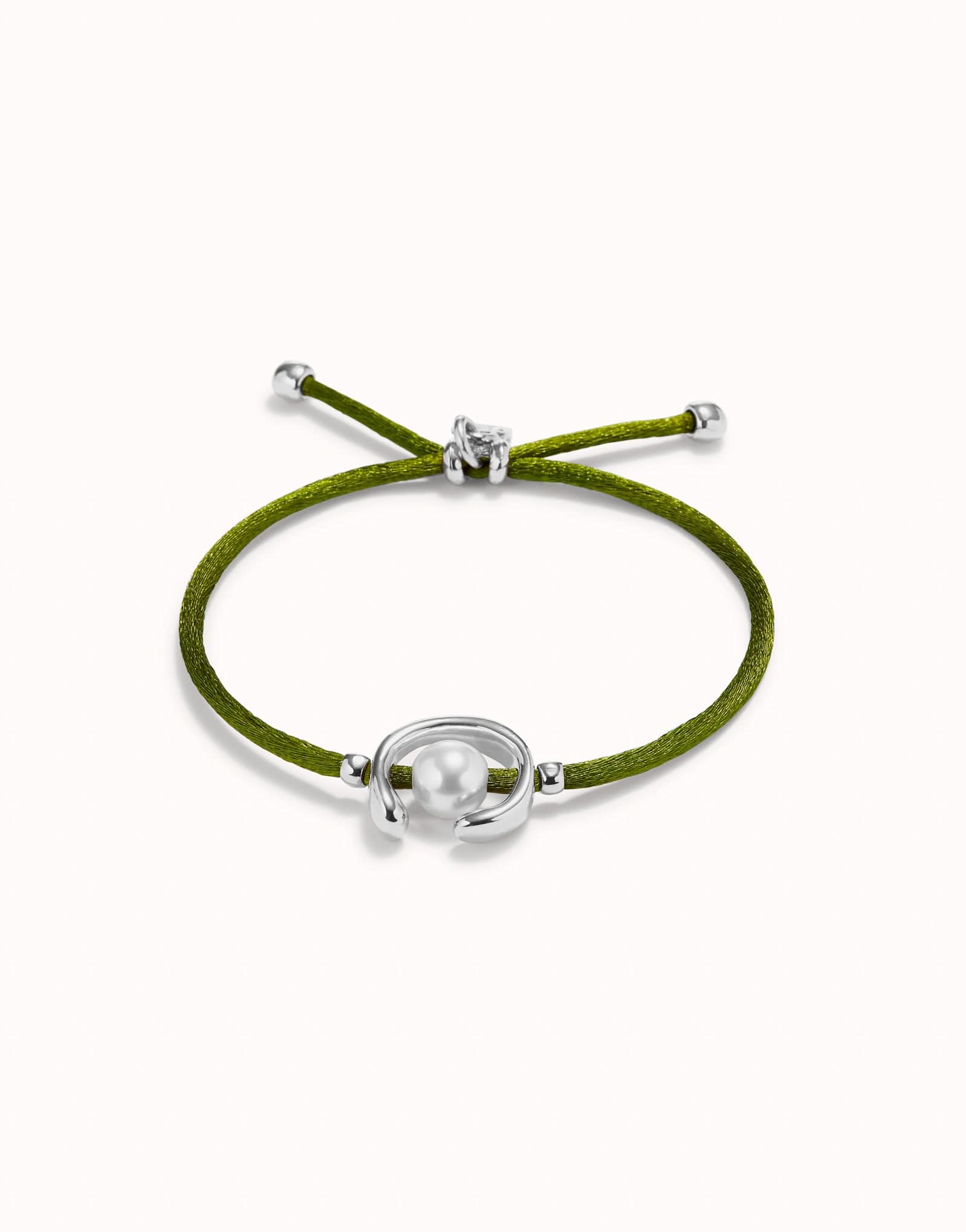 Sterling Silver Plated Ser Diferente Green Bracelet PUL2505VDOMTL0M