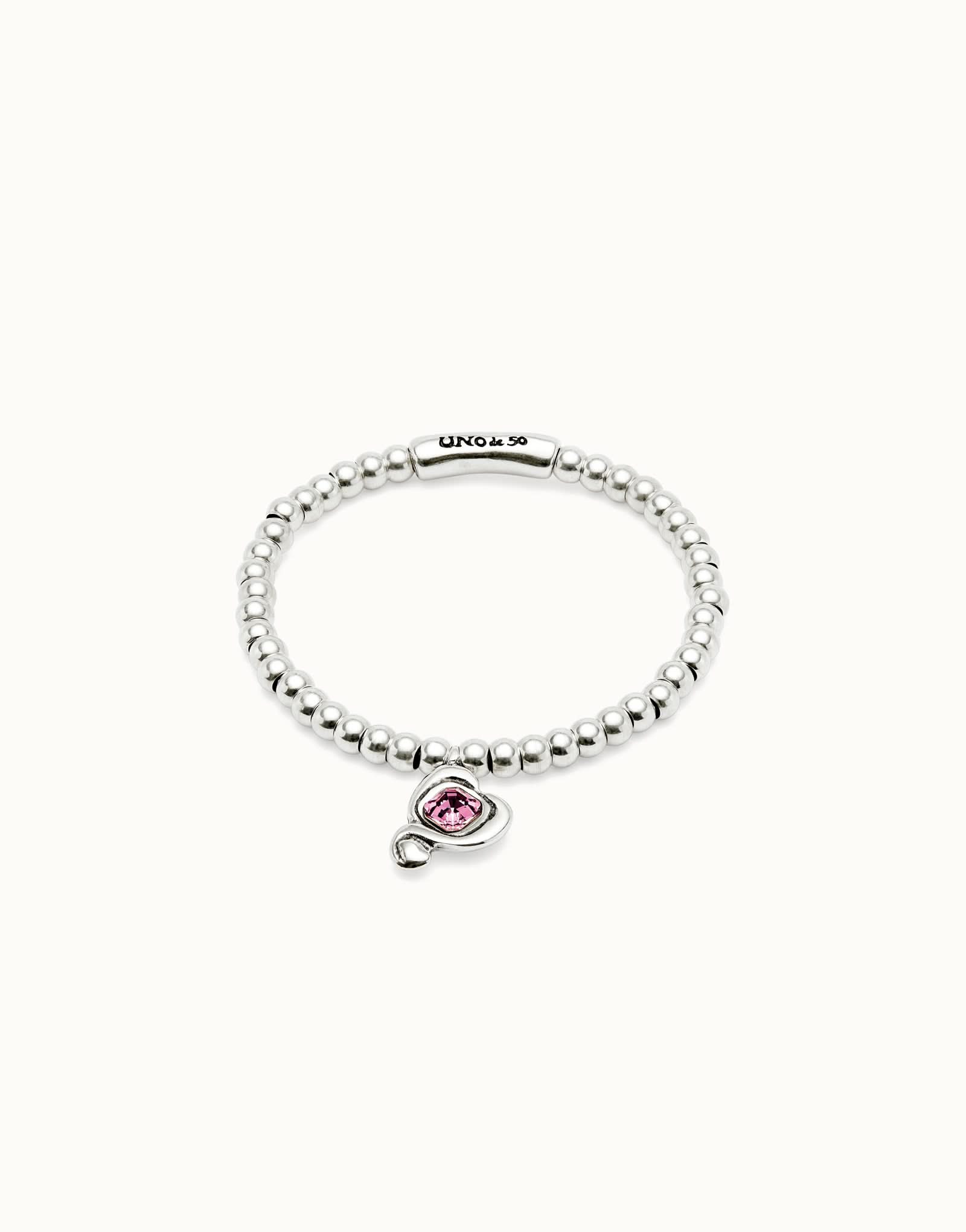 Sterling Silver Plated Ser Expresiva Pink Bracelet PUL2514RSAMTL0 - Luxurious bracelet featuring pink crystal accents and heart motifs.