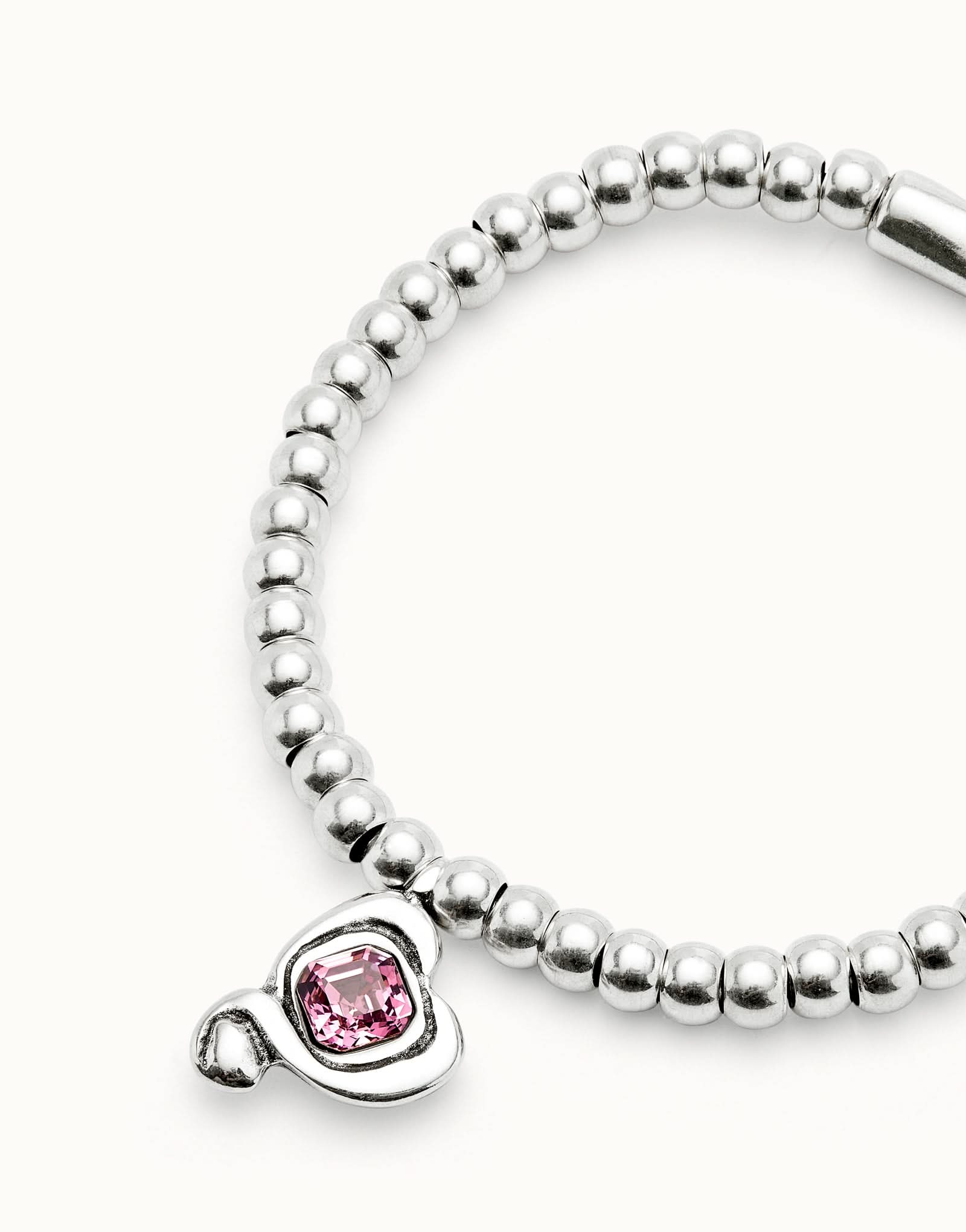 Beautiful Sterling Silver Plated Ser Expresiva Pink Bracelet PUL2514RSAMTL0 - Unique bracelet designed for self-expression with a striking heart design.