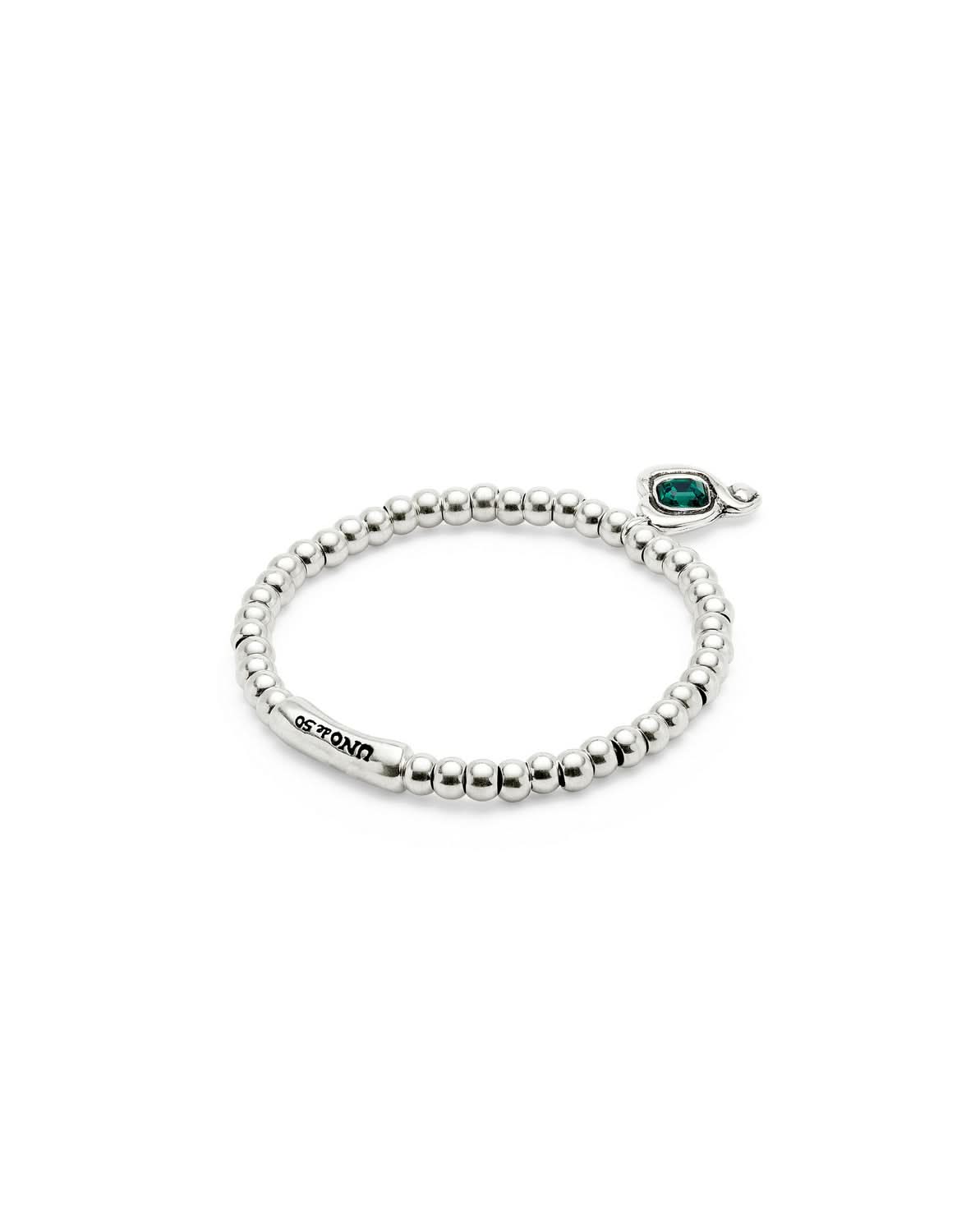 Stylish Sterling Silver Plated Ser Expresiva Green Bracelet PUL2514VRDMTL0, designed for self-expression with a bold heart motif and green crystals.