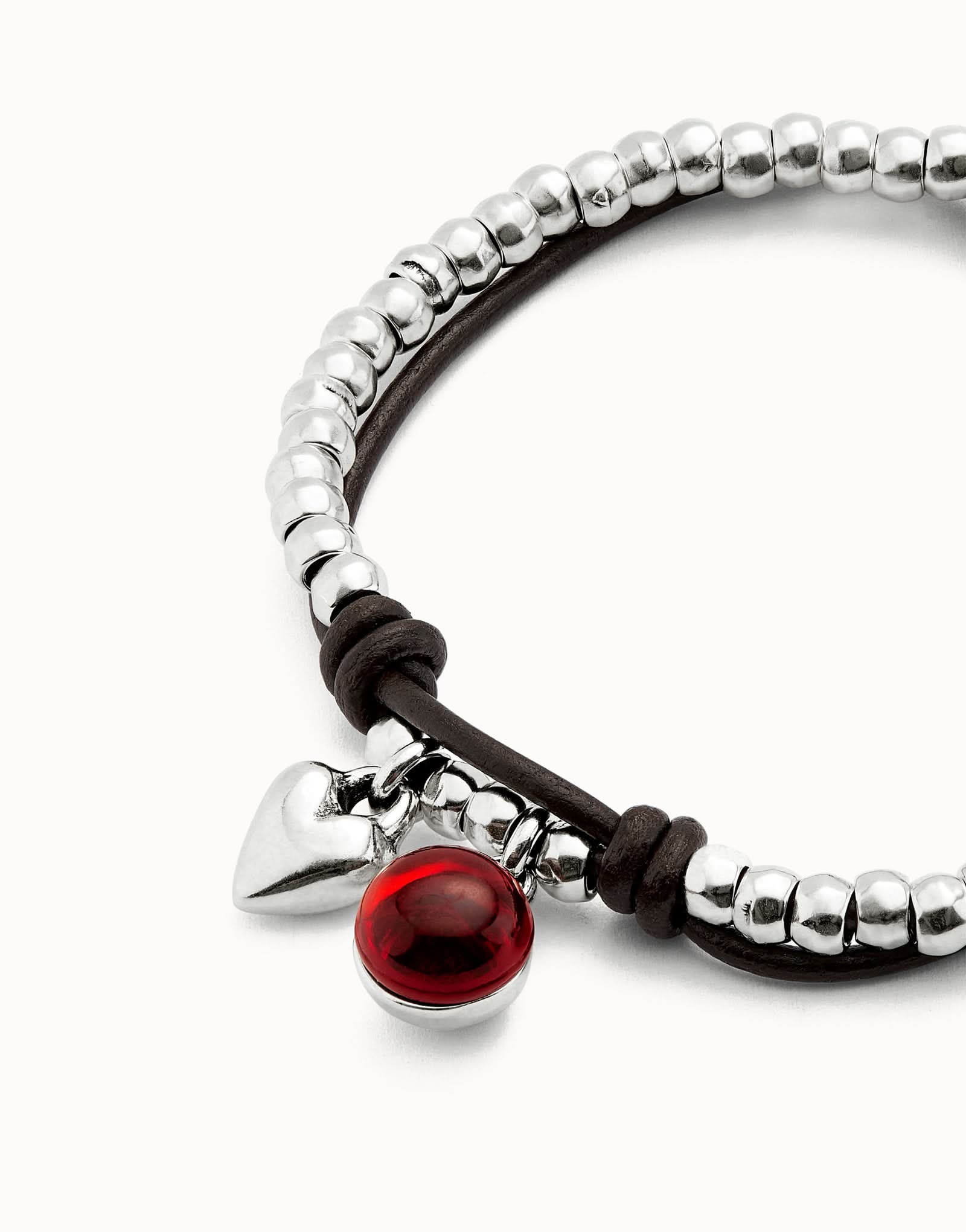 Sterling Silver Plated Ser Fascinante Red Bracelet PUL2527ROJMTL0 - Handcrafted luxury bracelet, a perfect statement piece for any occasion.