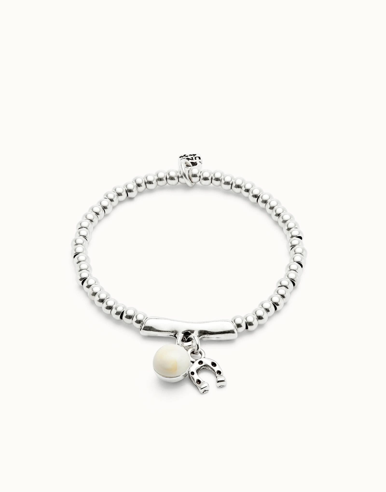 Elegant close-up of the Sterling Silver Plated Ser Fascinante White Bracelet PUL2537MFLMTL0, showcasing the exquisite craftsmanship and shimmering murano glass detail. Ideal luxury bracelet for distinctive style.