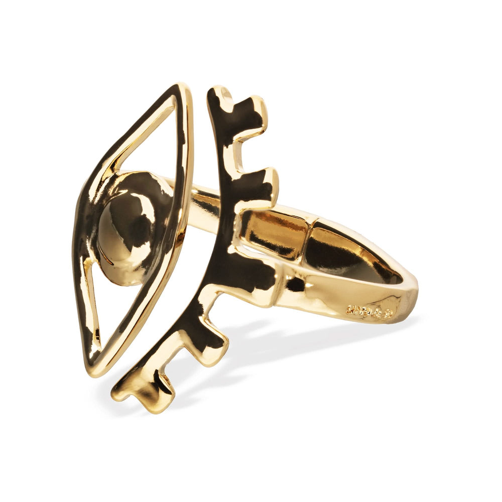 Metal Alloy Rigid Plated Gold 18K Striking Eye Detail Bangle Bracelet PUL2598ORO000