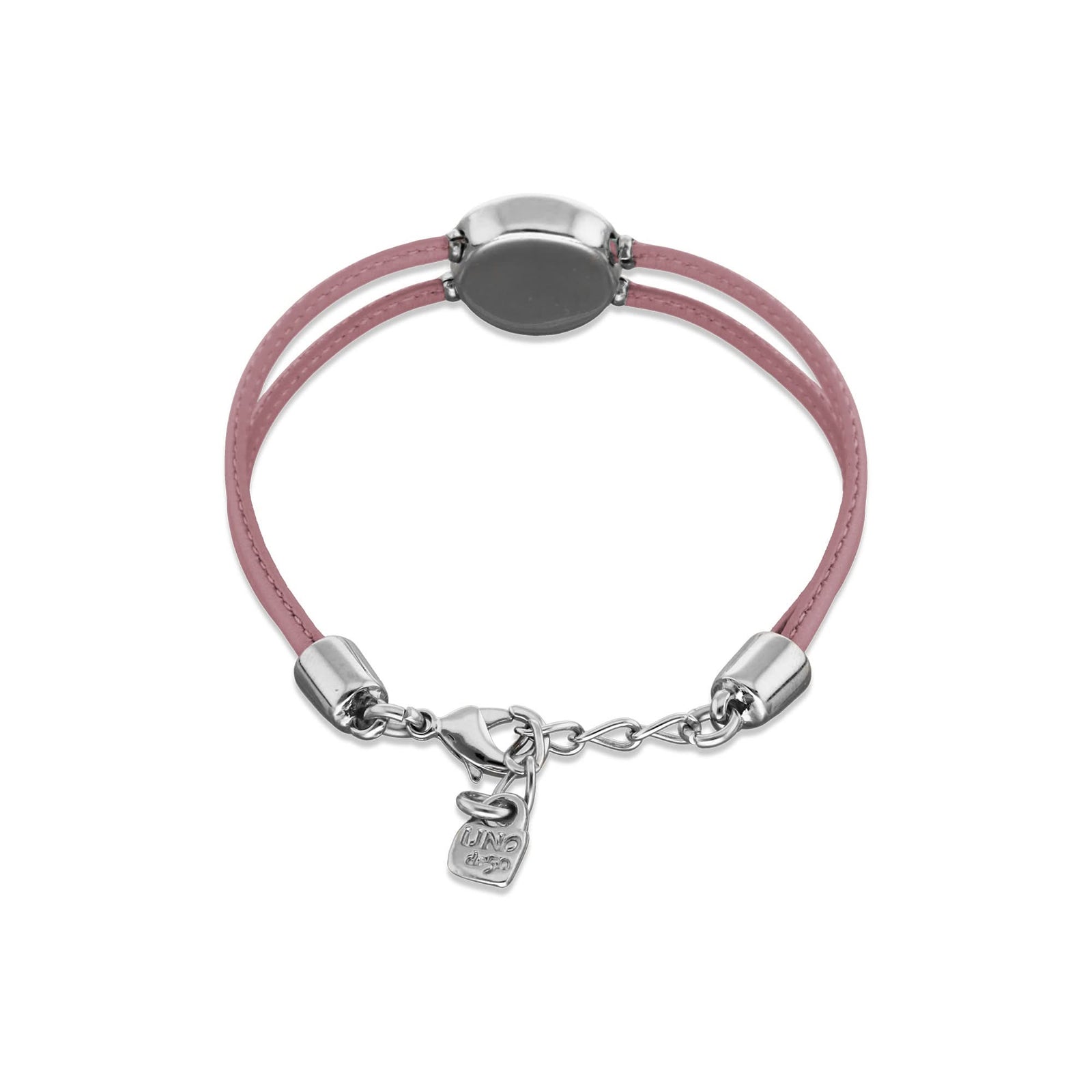 Double Lilac Leather Metal Alloy Eye Detail Pleated Sterling Silver Crystal Bracelet PUL2601LILMTL0M
