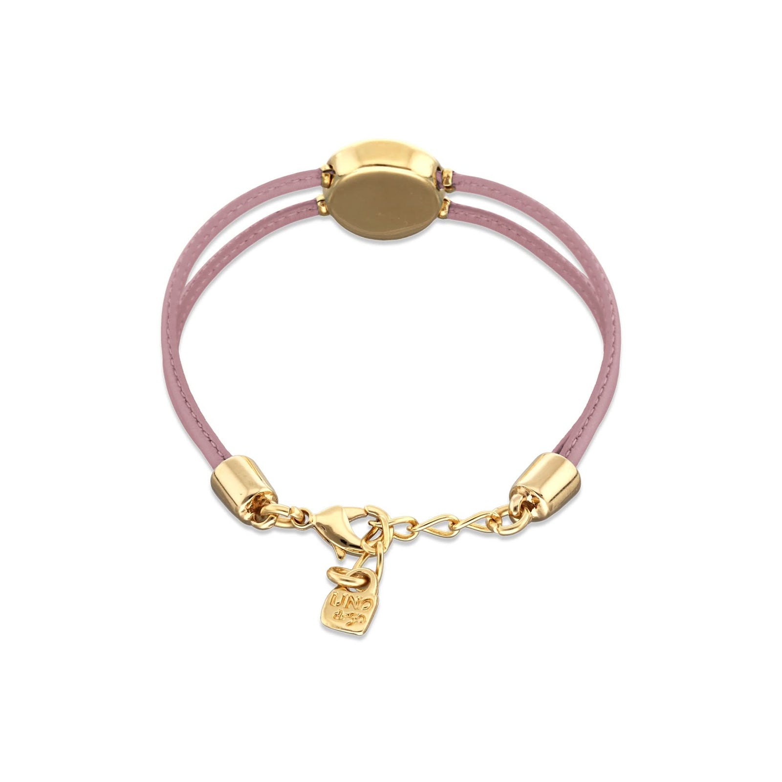Double Lilac Leather Metal Alloy Eye Detail Pleated Gold 18K Crystal Bracelet PUL2601LILORO0M