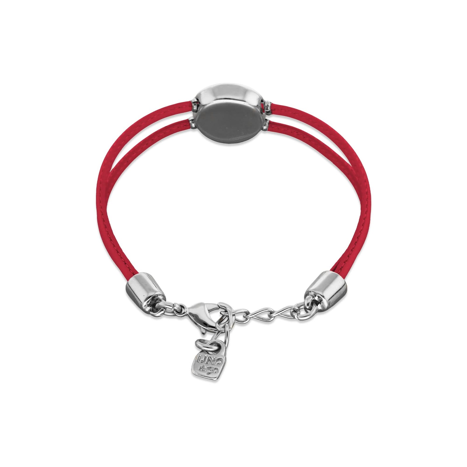 Double Dark Pink Leather Metal Alloy Eye Detail Pleated Sterling Silver Crystal Bracelet PUL2601RSOMTL0M