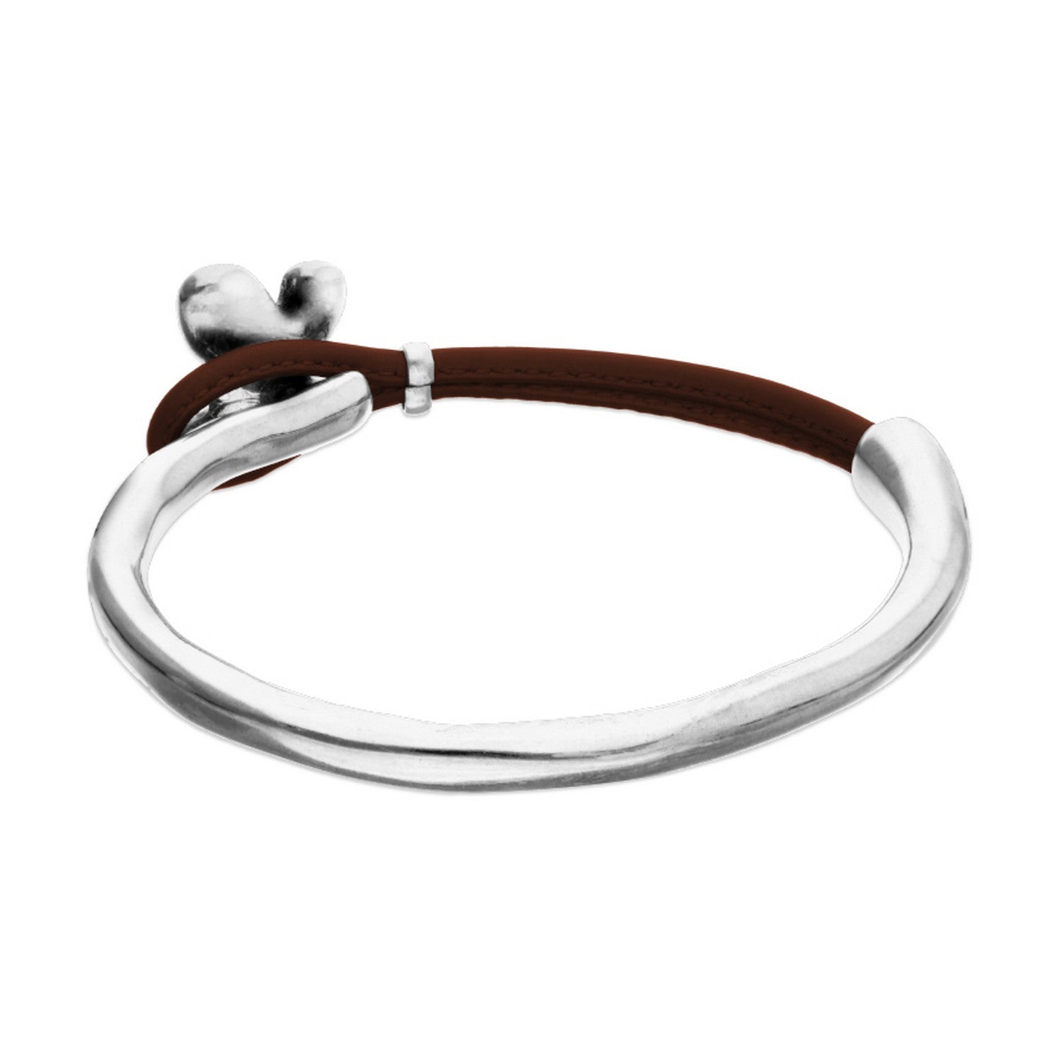 Semi-Rigid Plated In Sterling Silver White Leather Threat And Butterfly Bracelets PUL2614MARMTL
