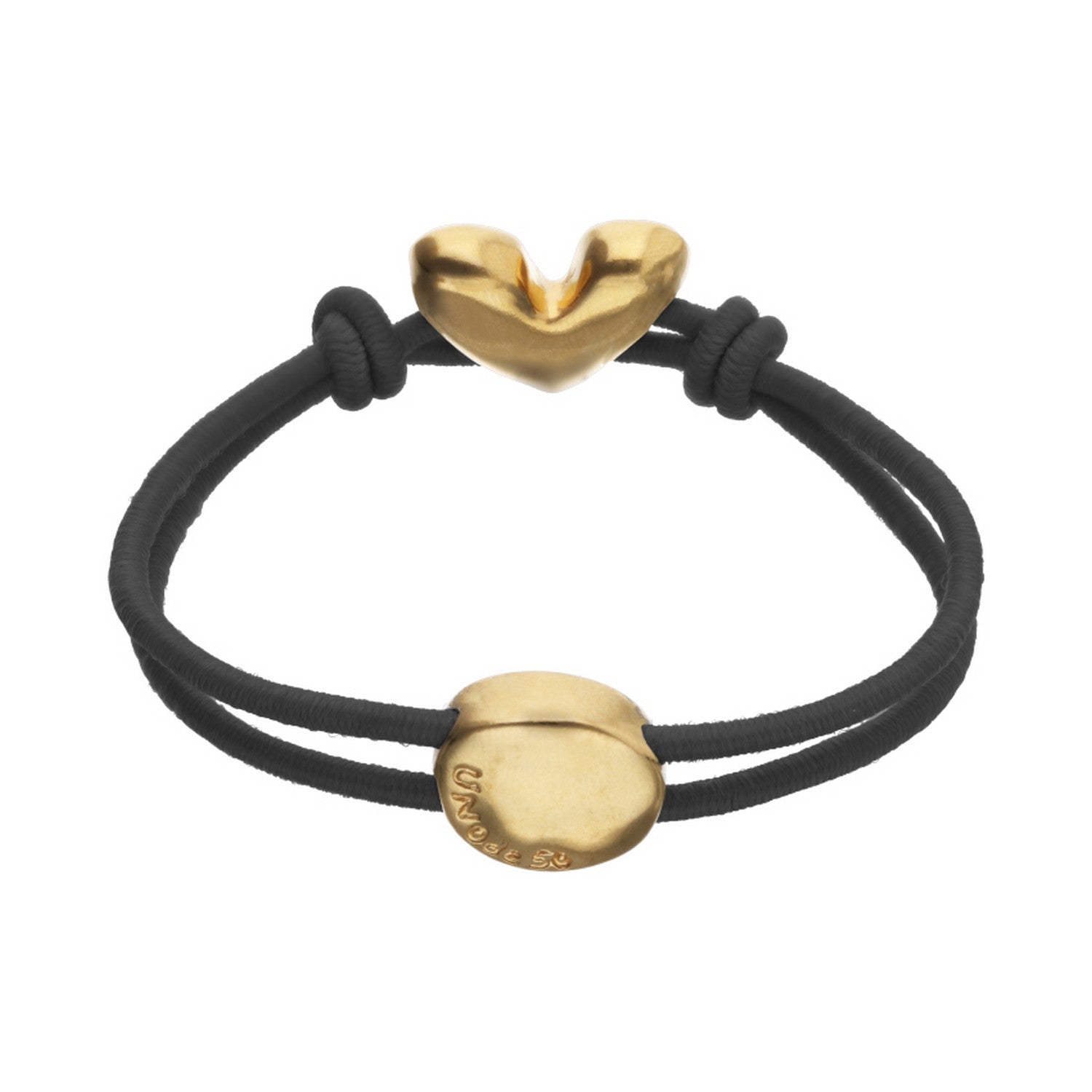 Blak Elastic Thread 18K Gold Plated Heart Bracelets PUL2641NGRORO
