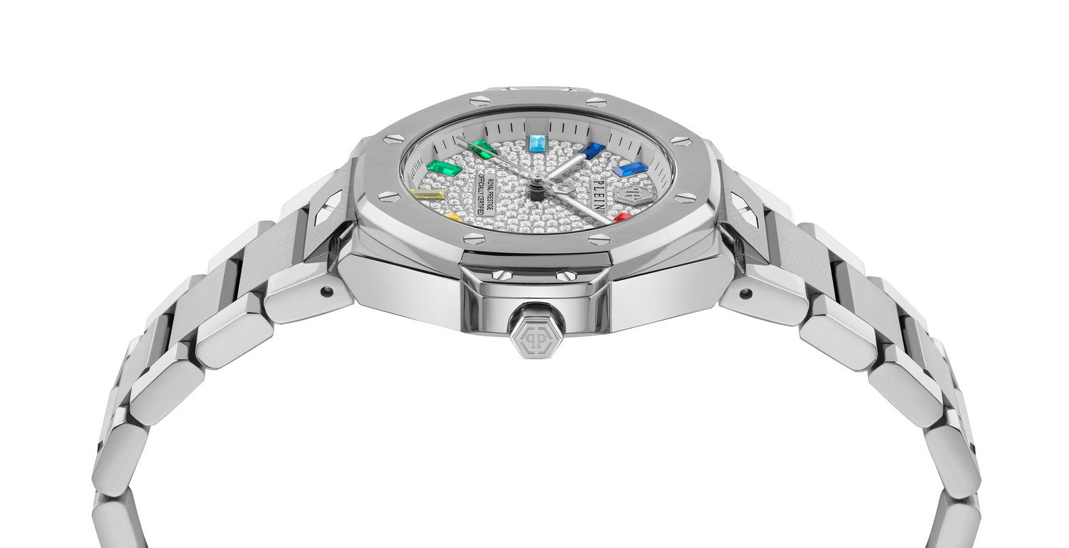 Philipp Plein Women’s Plein Royal Prestige 33 mm Silver Crystal Watch PW4FA0425