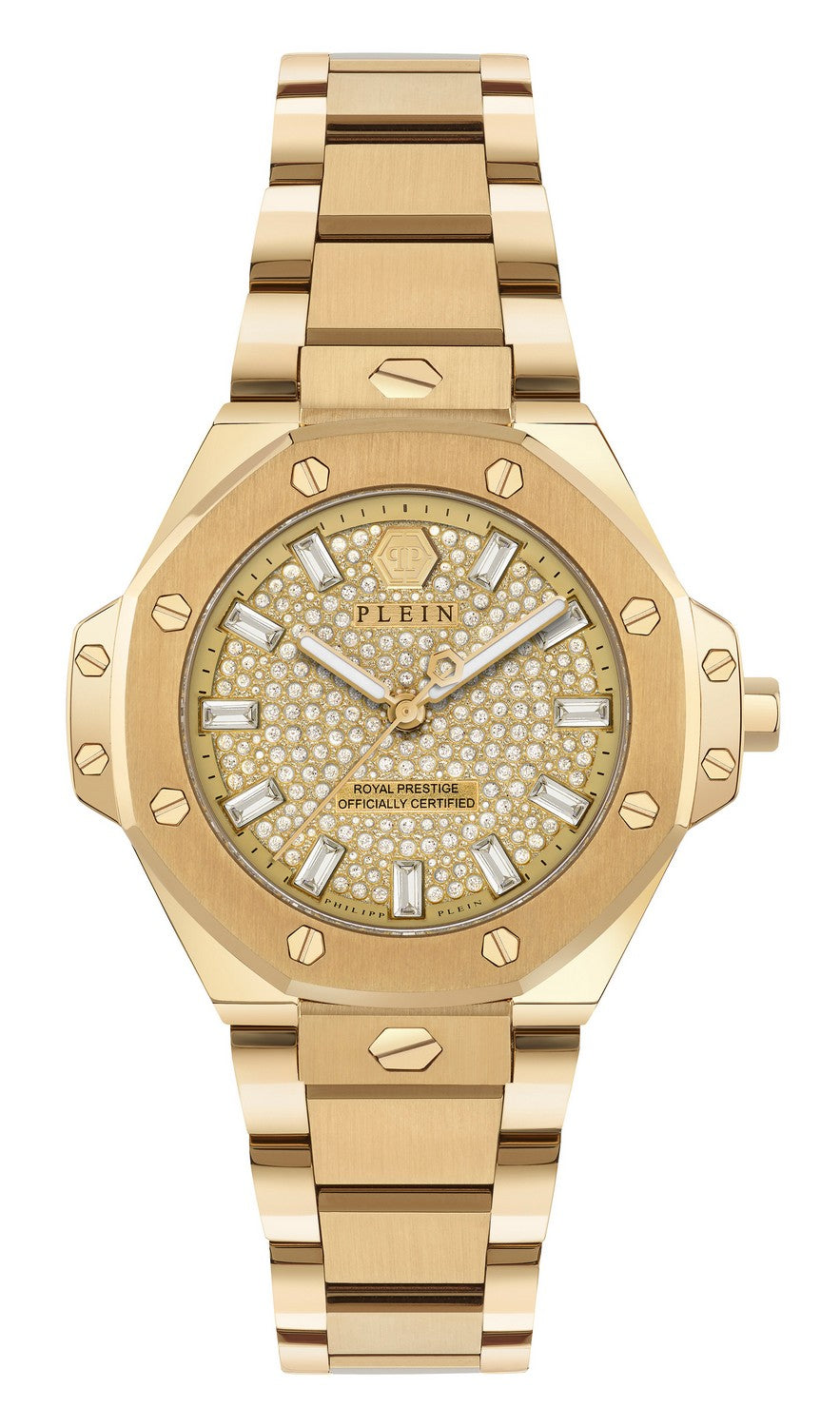 Philipp Plein Women’s Plein Royal Prestige 33 mm Gold-Tone Crystal Watch PW4FA0525