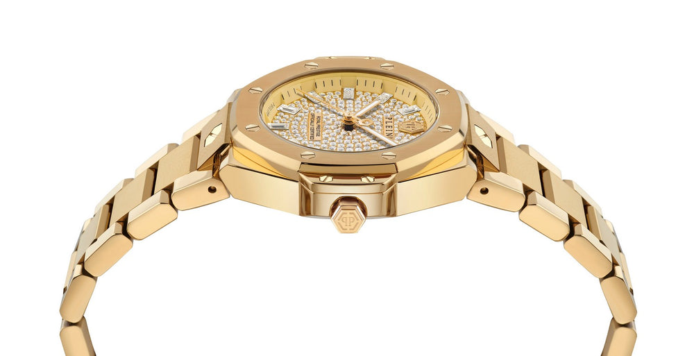 Philipp Plein Women’s Plein Royal Prestige 33 mm Gold-Tone Crystal Watch PW4FA0525
