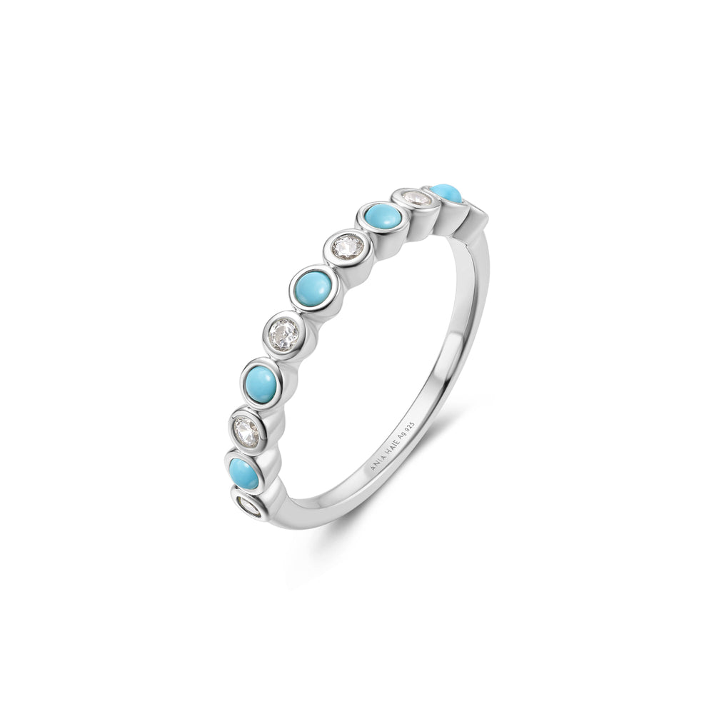 Silver Bezel Lab Created Turquoise Ring R063-01H