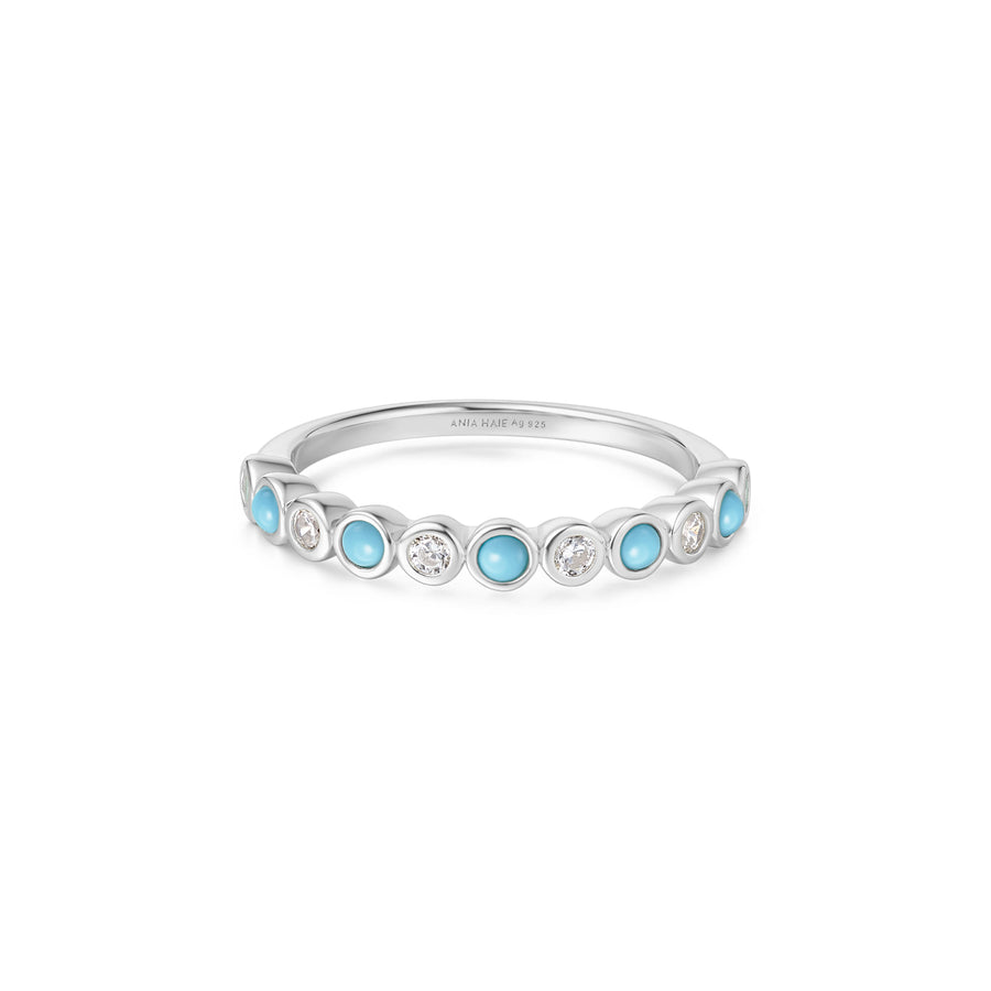Silver Bezel Lab Created Turquoise Ring R063-01H