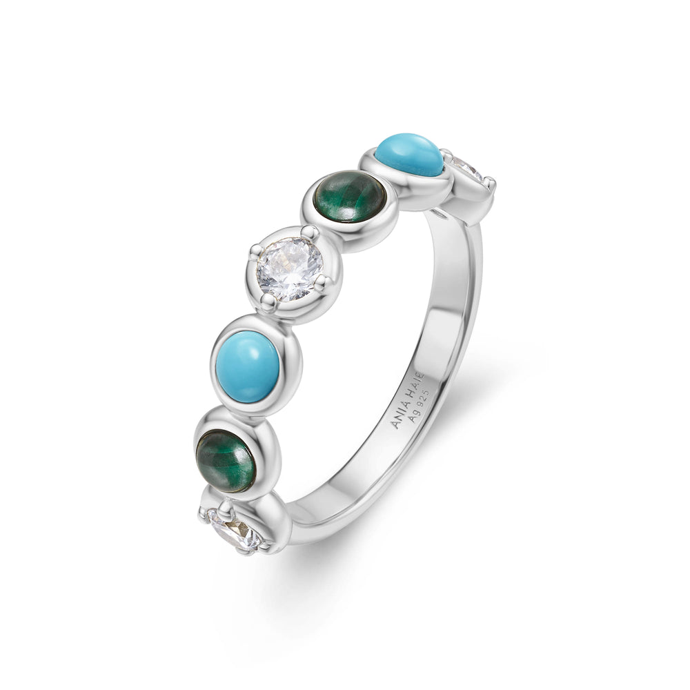 Silver Bezel Malachite Lab Created Turquoise Ring R063-02H
