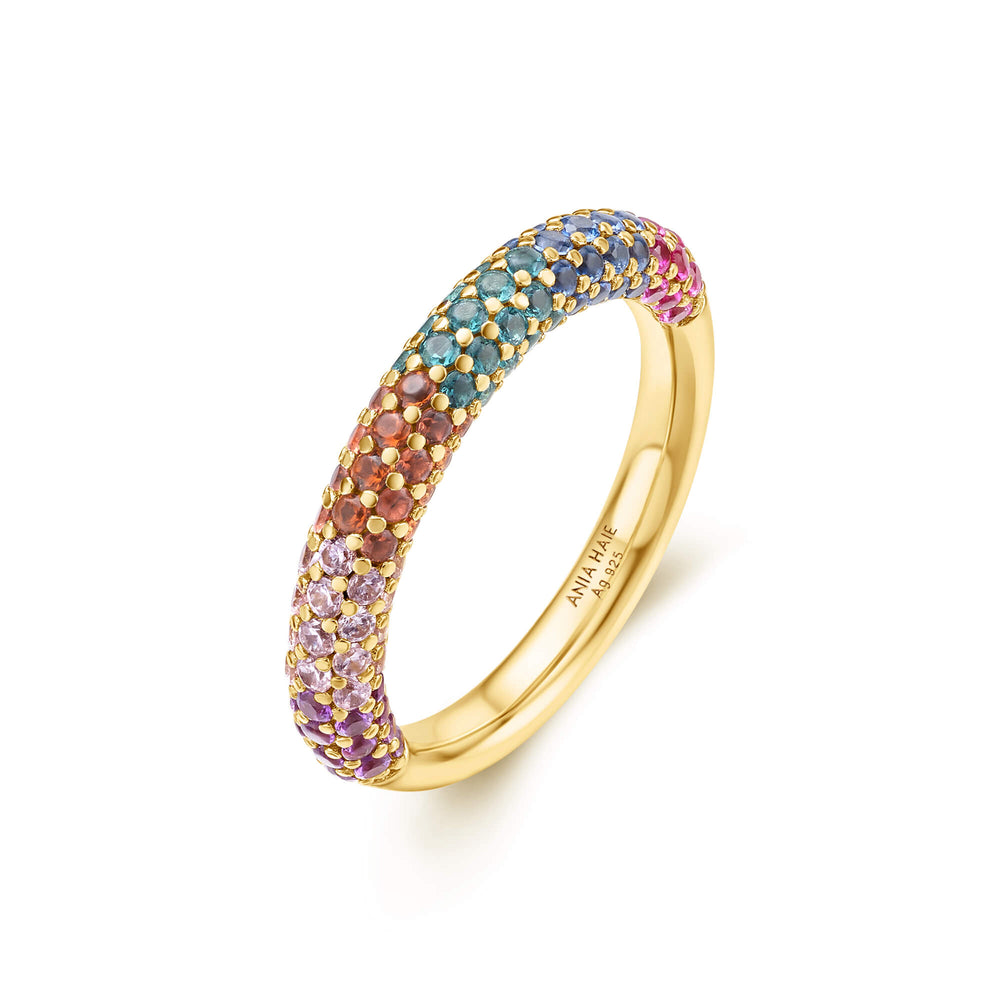Gold Rainbow Pave Ring R064-06G