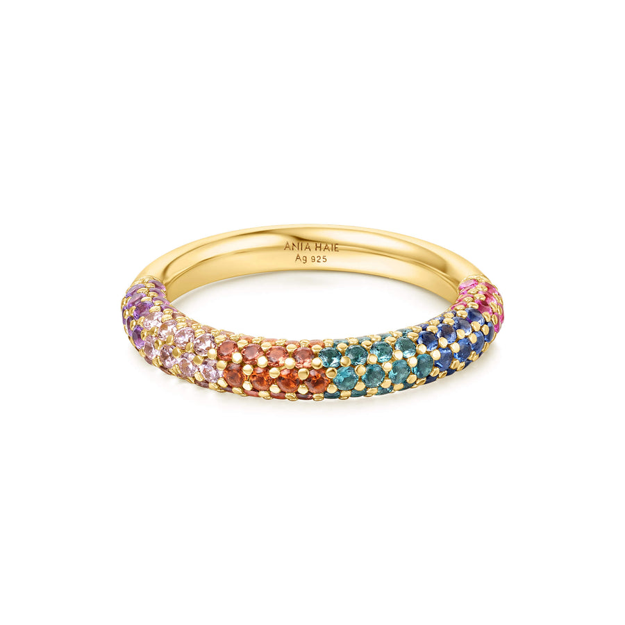 Gold Rainbow Pave Ring R064-06G