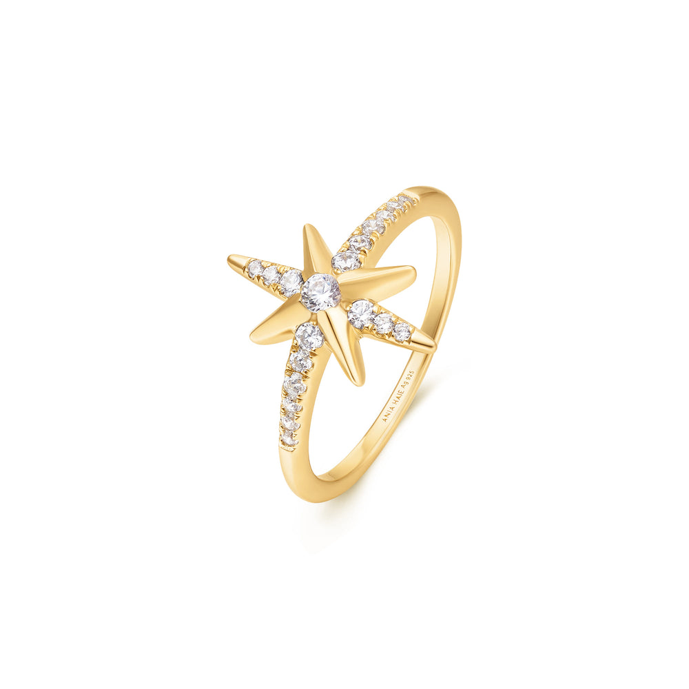 Gold Eight-Pointed Star Signet Ring R065-02G