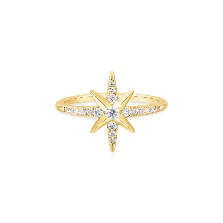 Gold Eight-Pointed Star Signet Ring R065-02G
