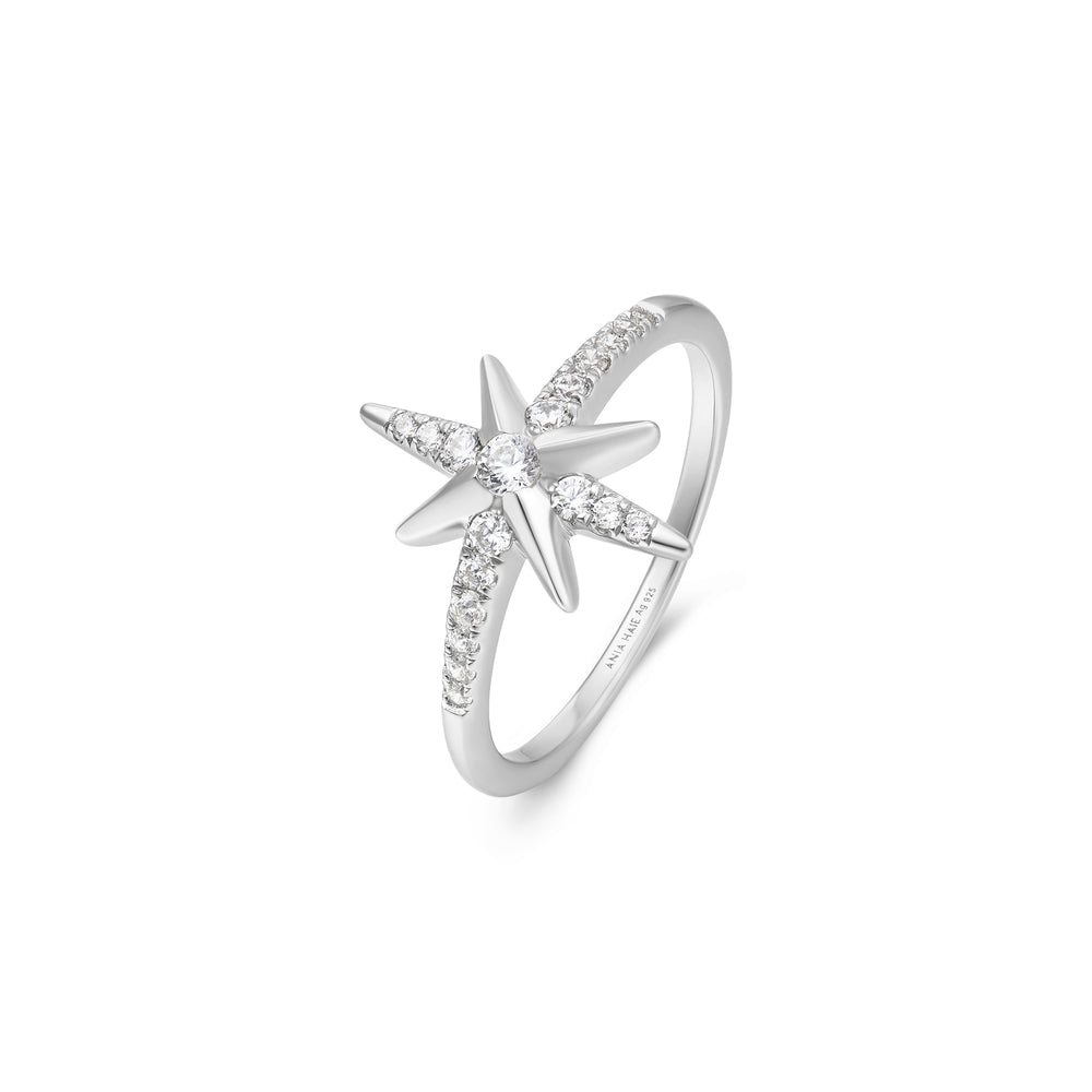 Silver Eight-Pointed Star Signet Ring R065-02H