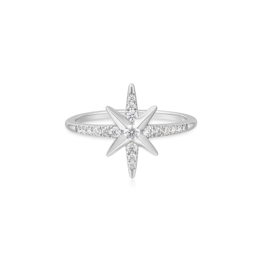 Silver Eight-Pointed Star Signet Ring R065-02H