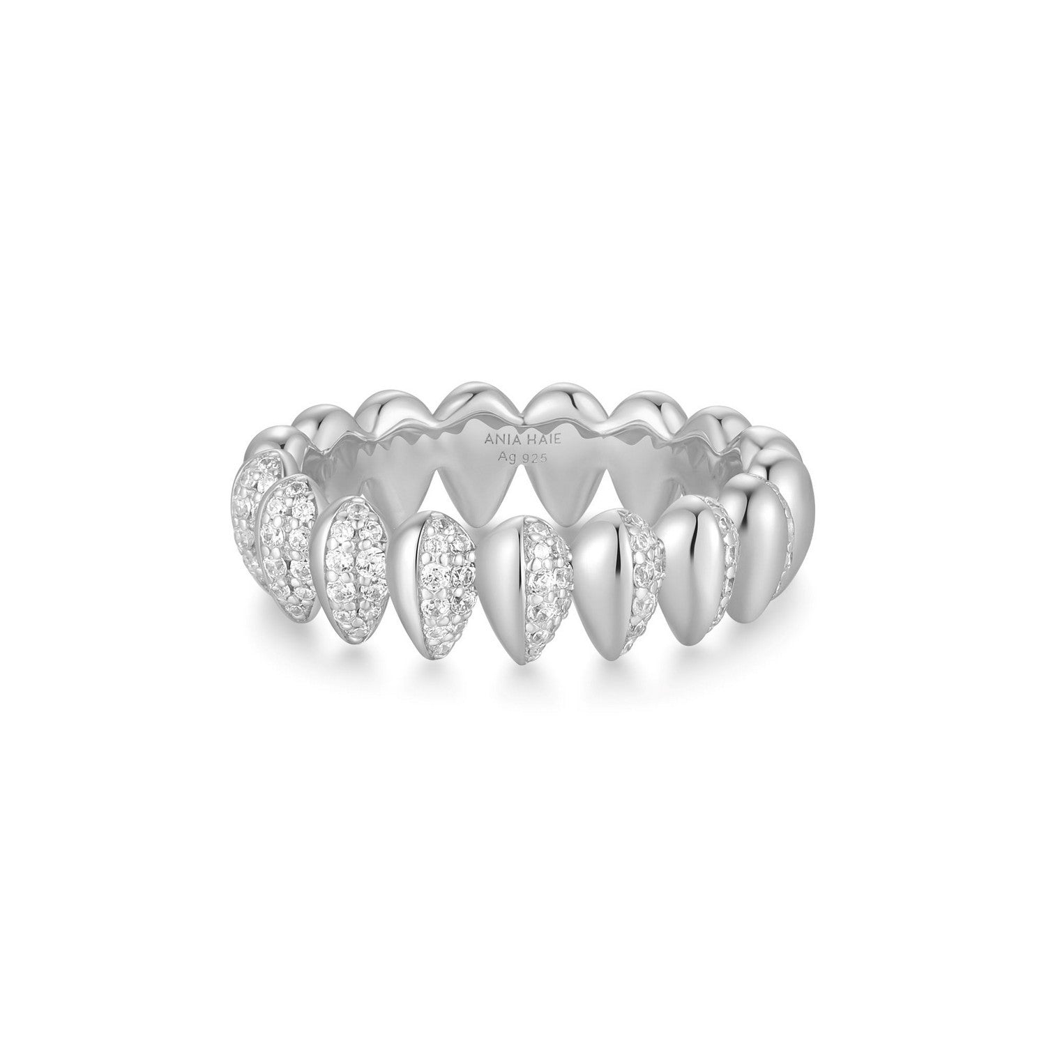 Silver Sparkling Puffy Spike Ring R067-02H