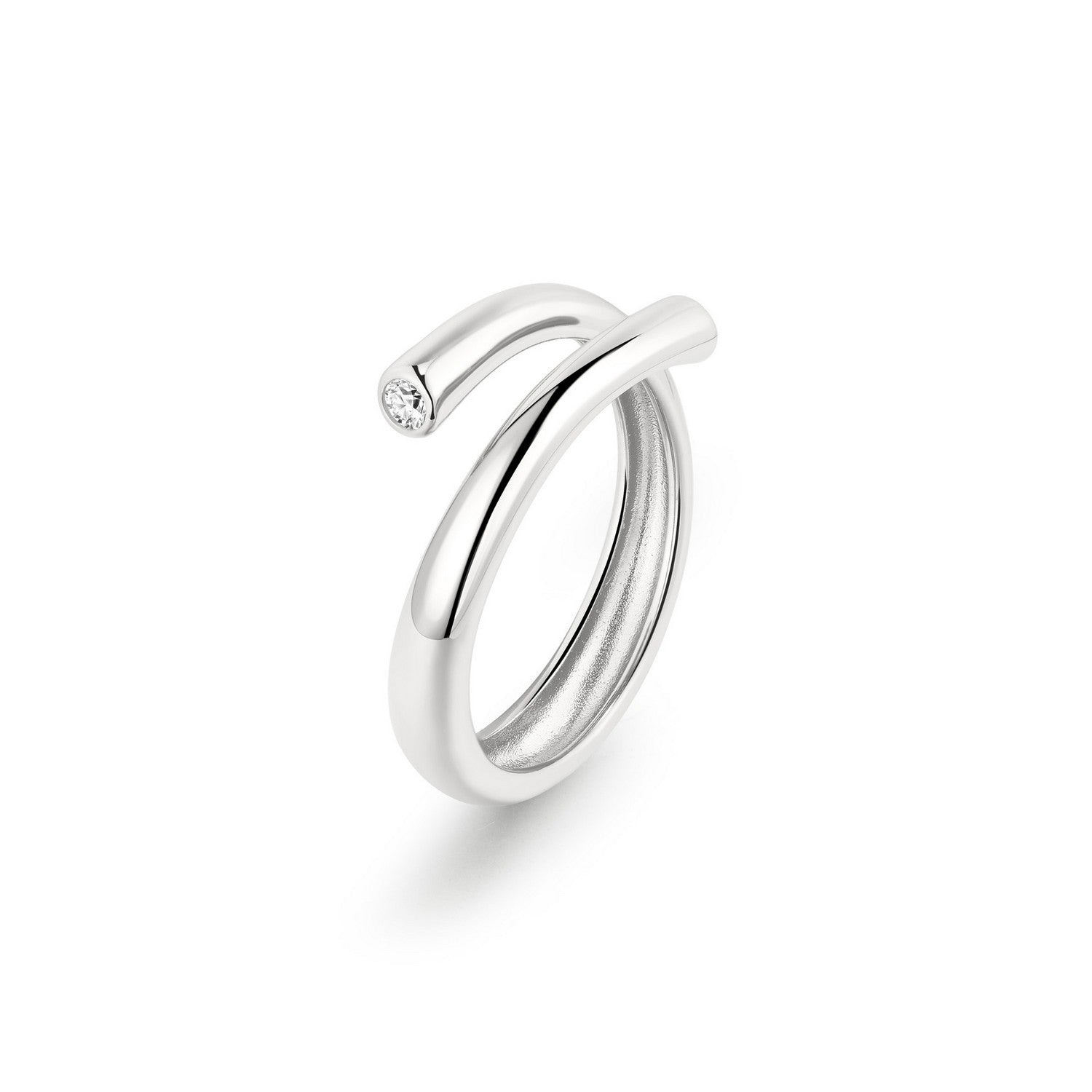 Ania Haie Wanderer Silver Spiral Bezel-End Adjustable Ring R076-02H