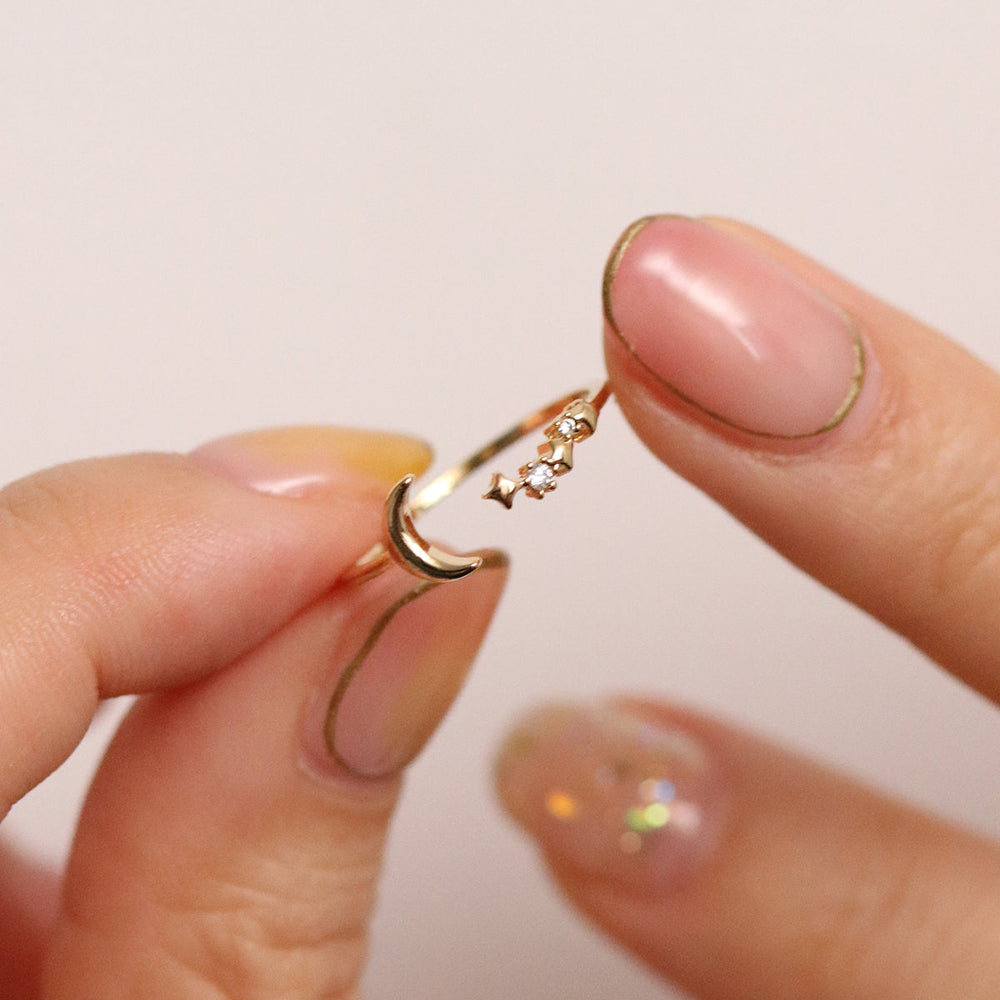 Mini Moon Star Ring