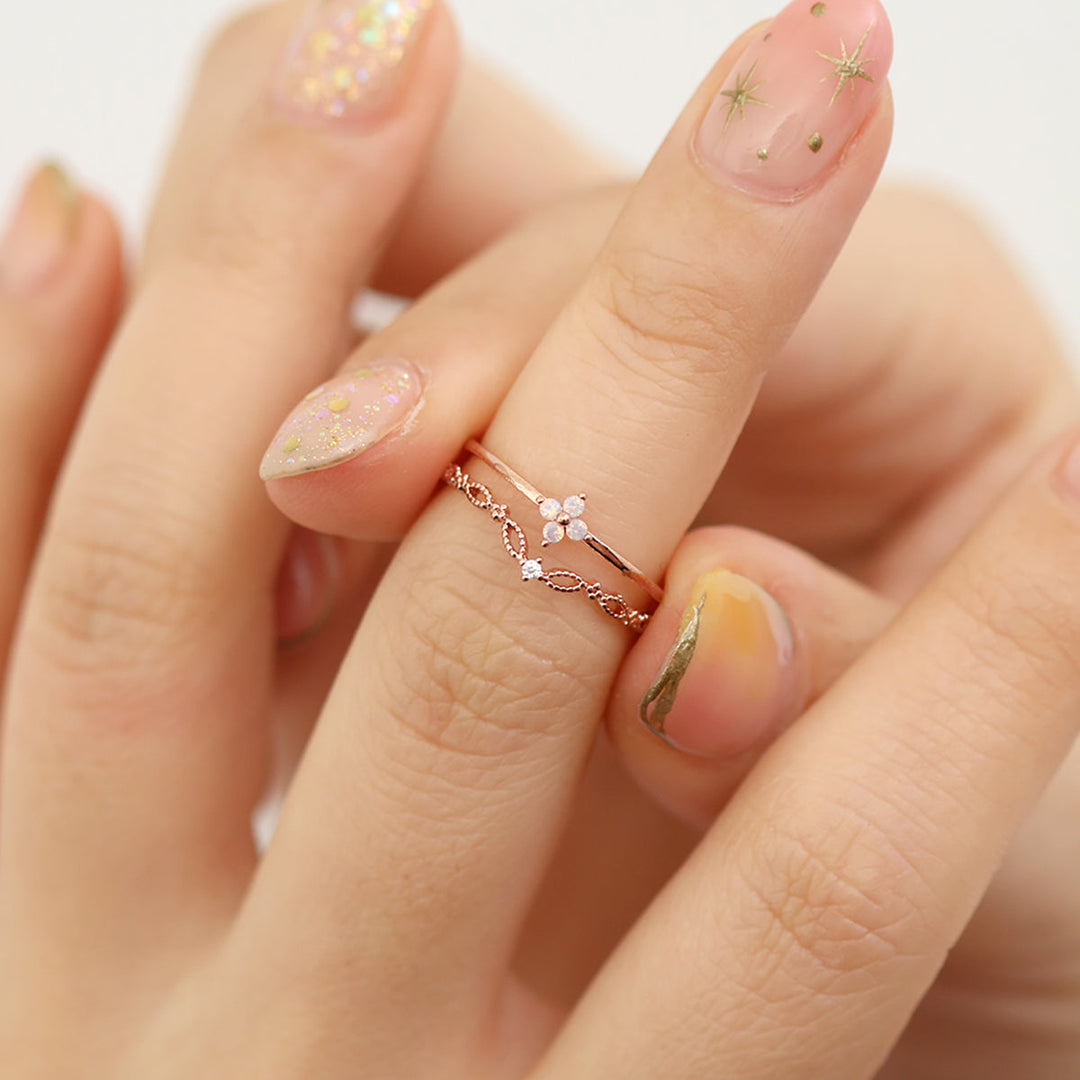 Double moonstone vine ring-4