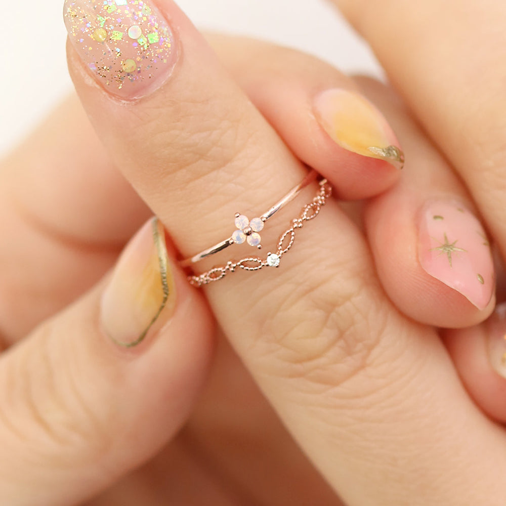 Double Moonstone Vine Ring