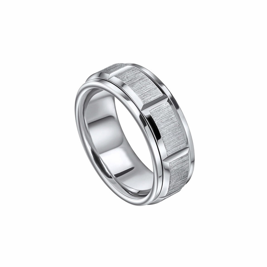 Stainless Steel Baguette Cut Spinner Ring R3933