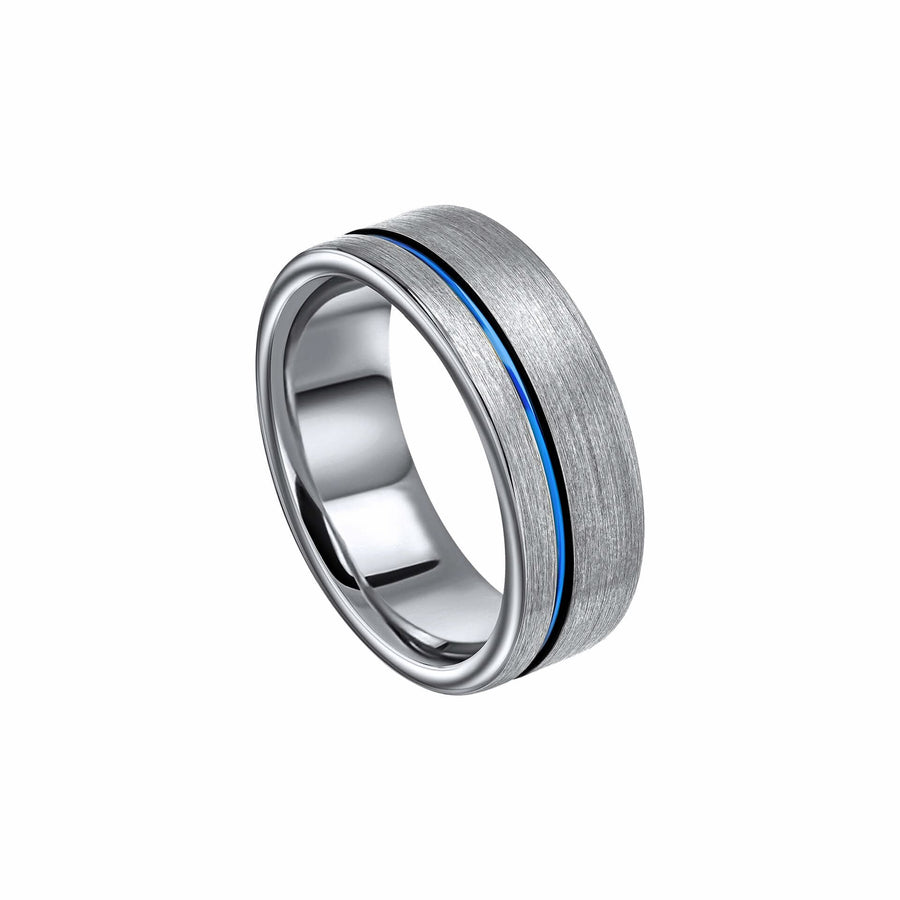 Tungsten Blue Stripe Ring R3938L