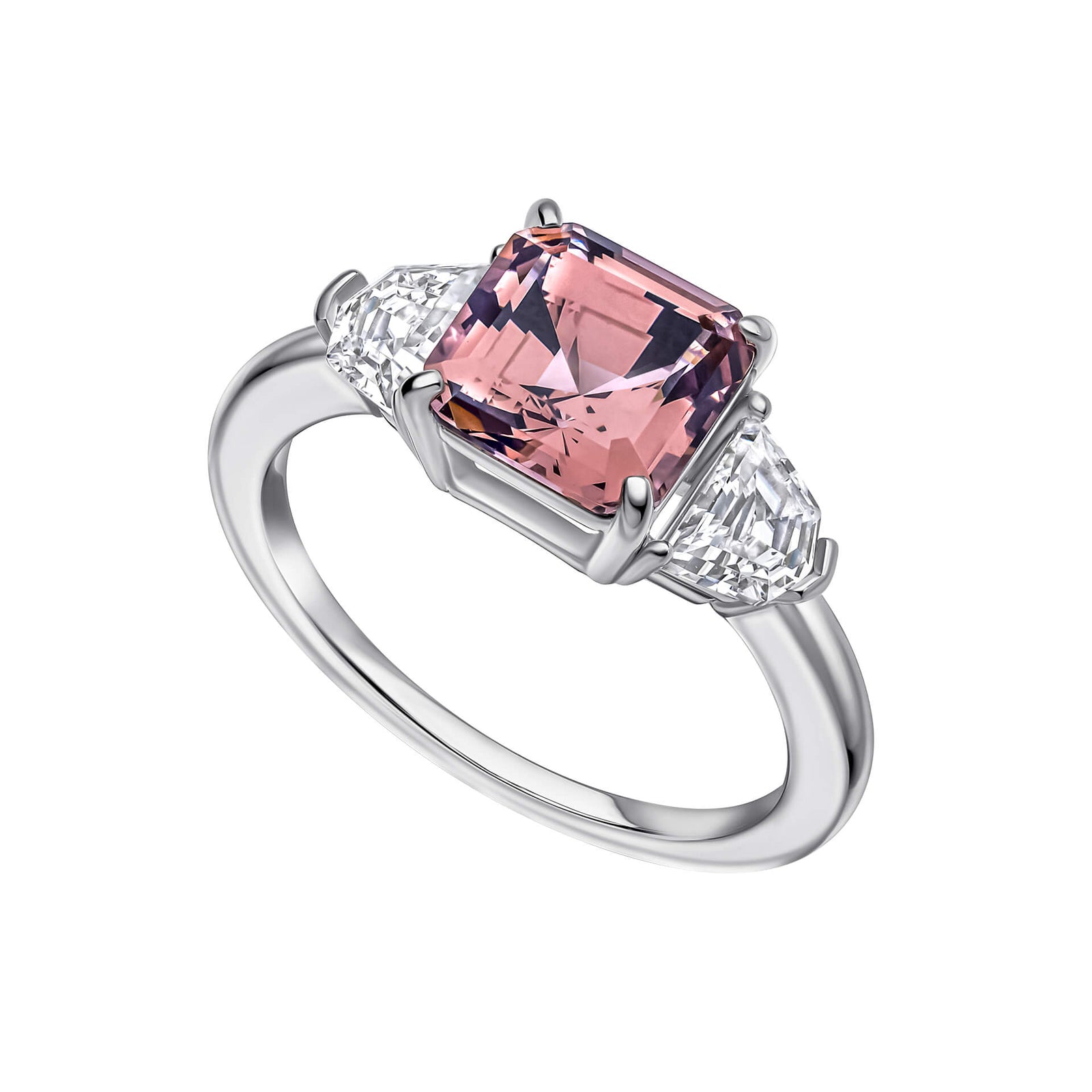 Diamonfire Clear Morganite Cubic Zirconia Delicate Princess Cut Ring R3999