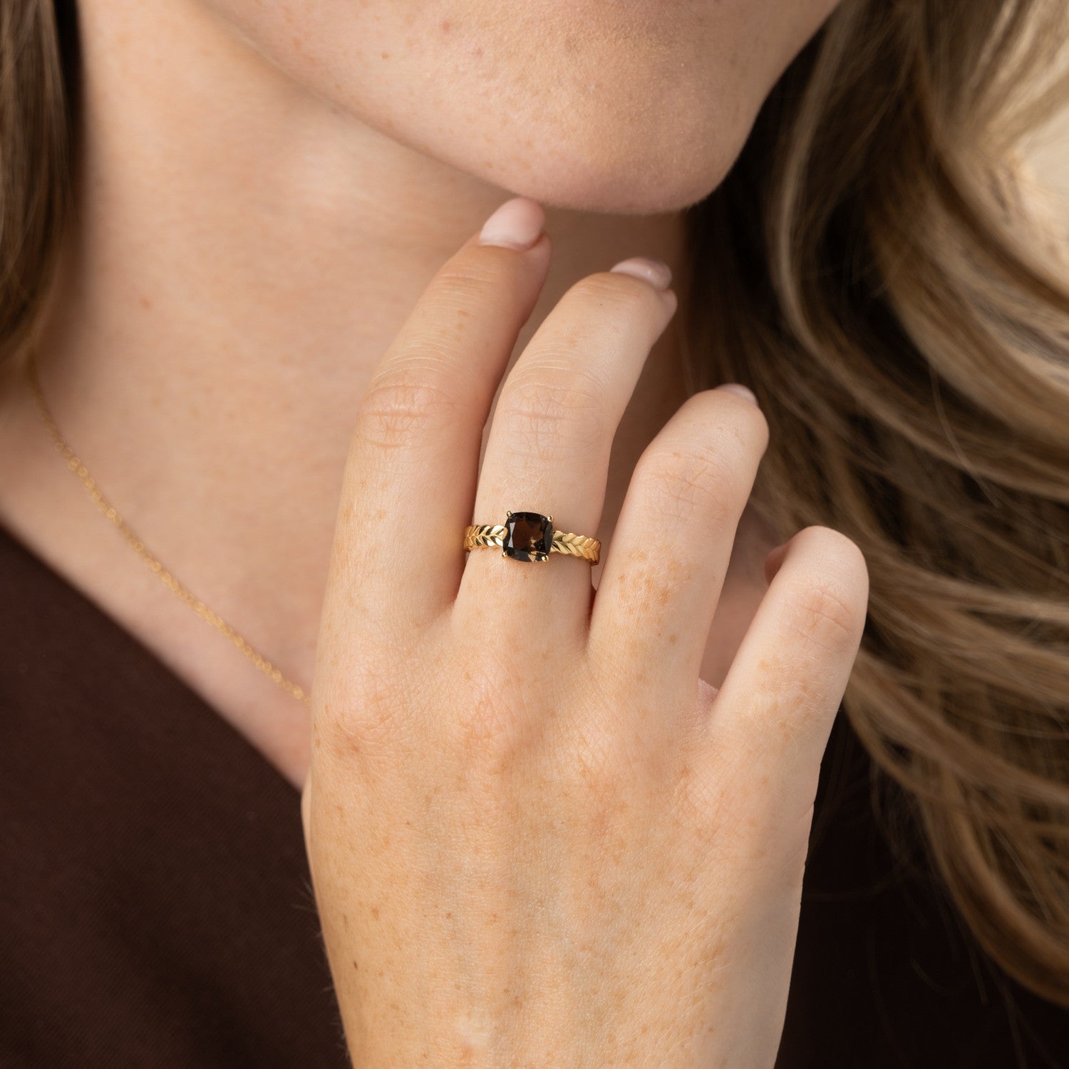Laura Ashley Zelia Stripe Smokey Quartz Ring R4025