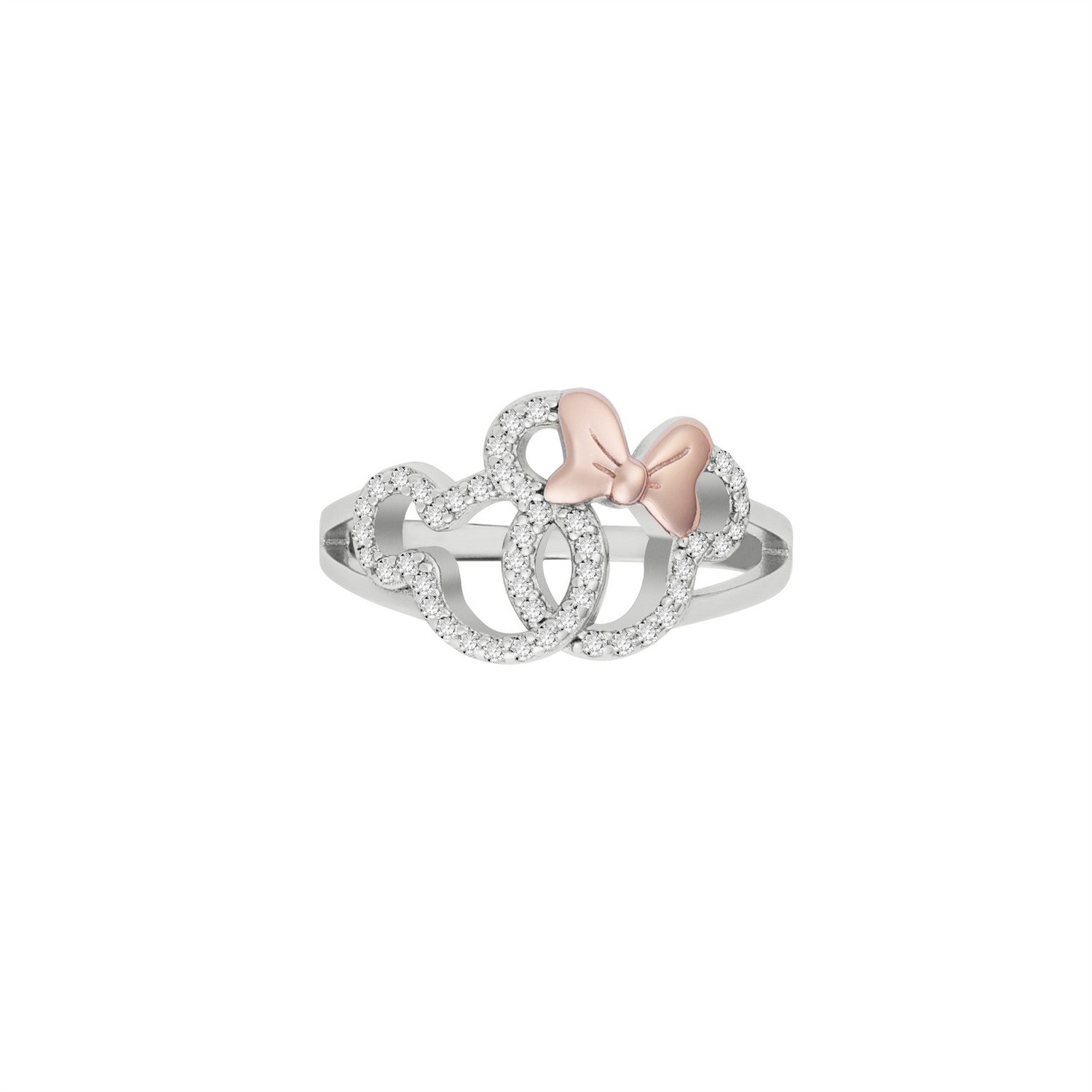 Disney Mickey & Minnie Sterling Silver 925 Tt Plt And Mouse Cz Ring R901384TZWL-6.PH