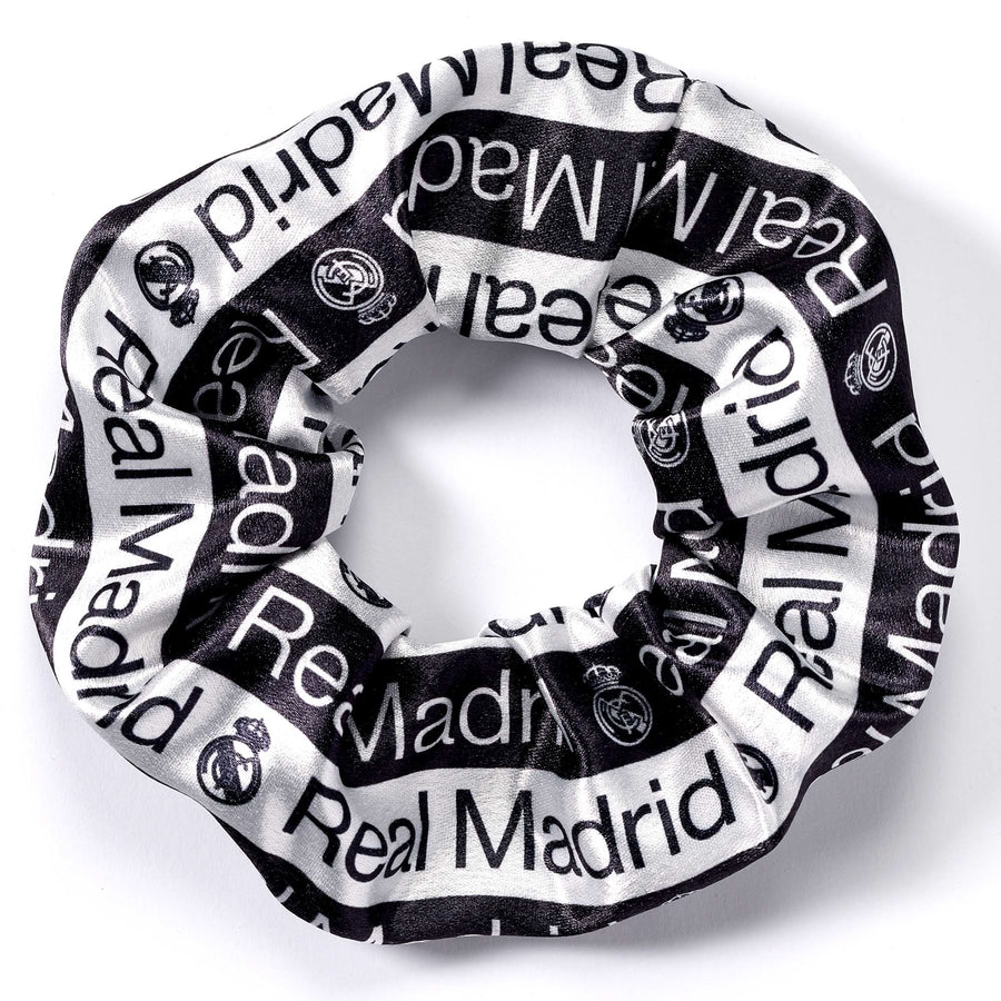Real Madrid Black White Logo Hair Scrunchie RMHS0012
