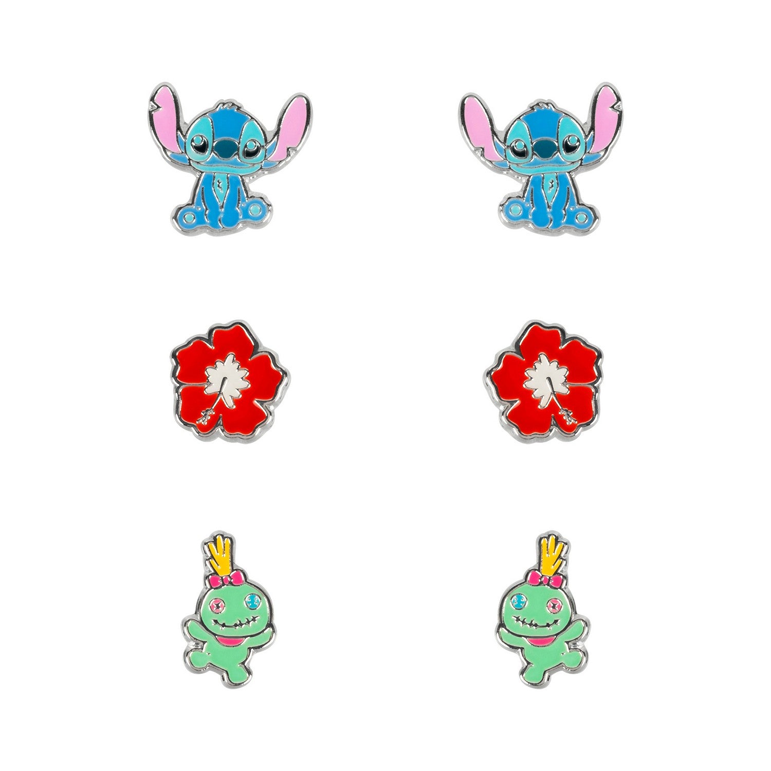 Disney Brass Slv Plt Stitch 3Pc Stud Set Earring SF00468SL.PA