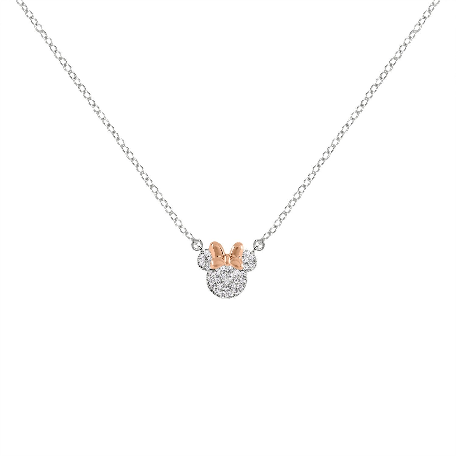Disney Mickey & Minnie Brass Tt Plt 18" 16" + 2" Cz Mother/Daughter Mouse Necklaces Set SF00486TZWL.PH