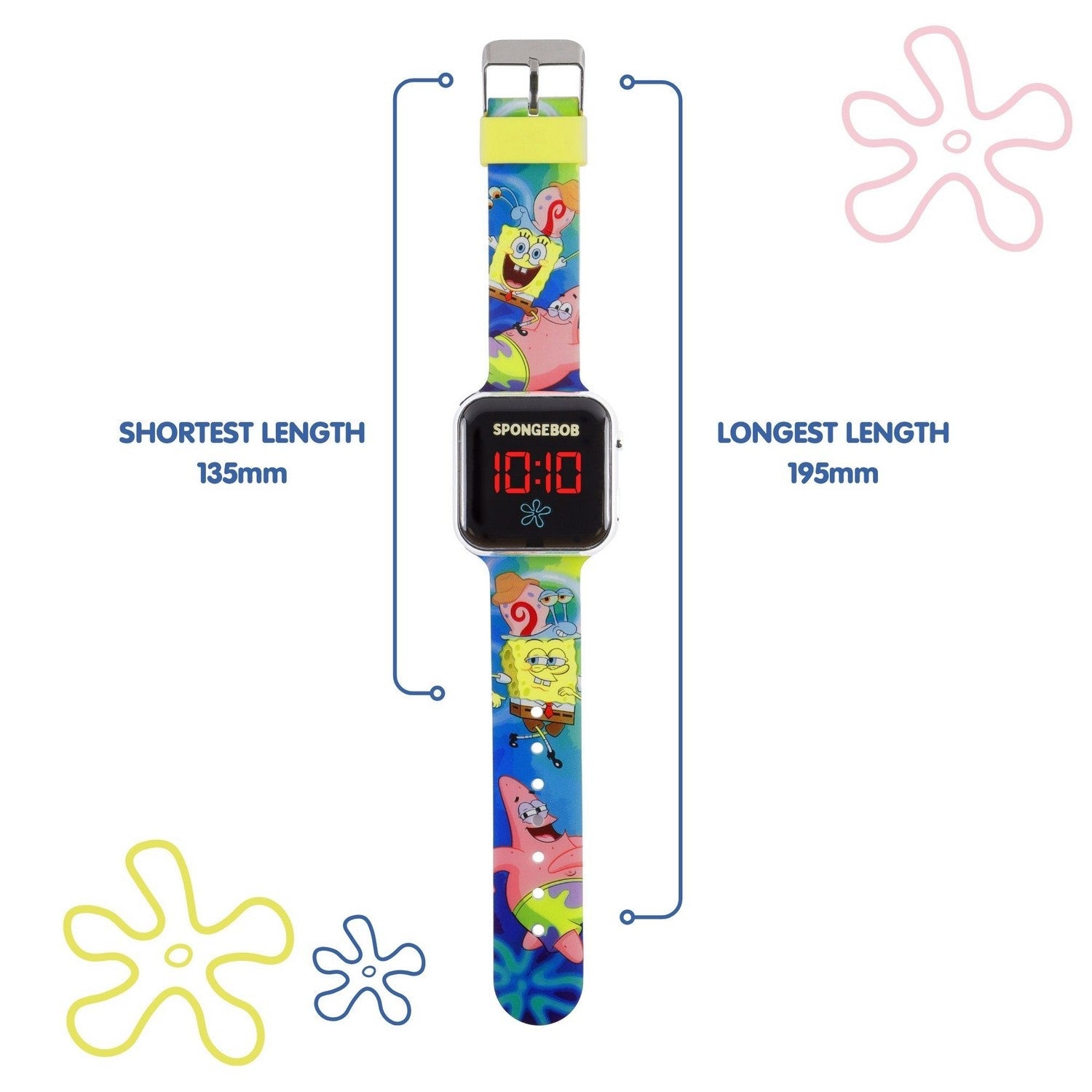 Kids Film And Cartoon Spongebob Patrick Printed Strap Led Watch SGB4160