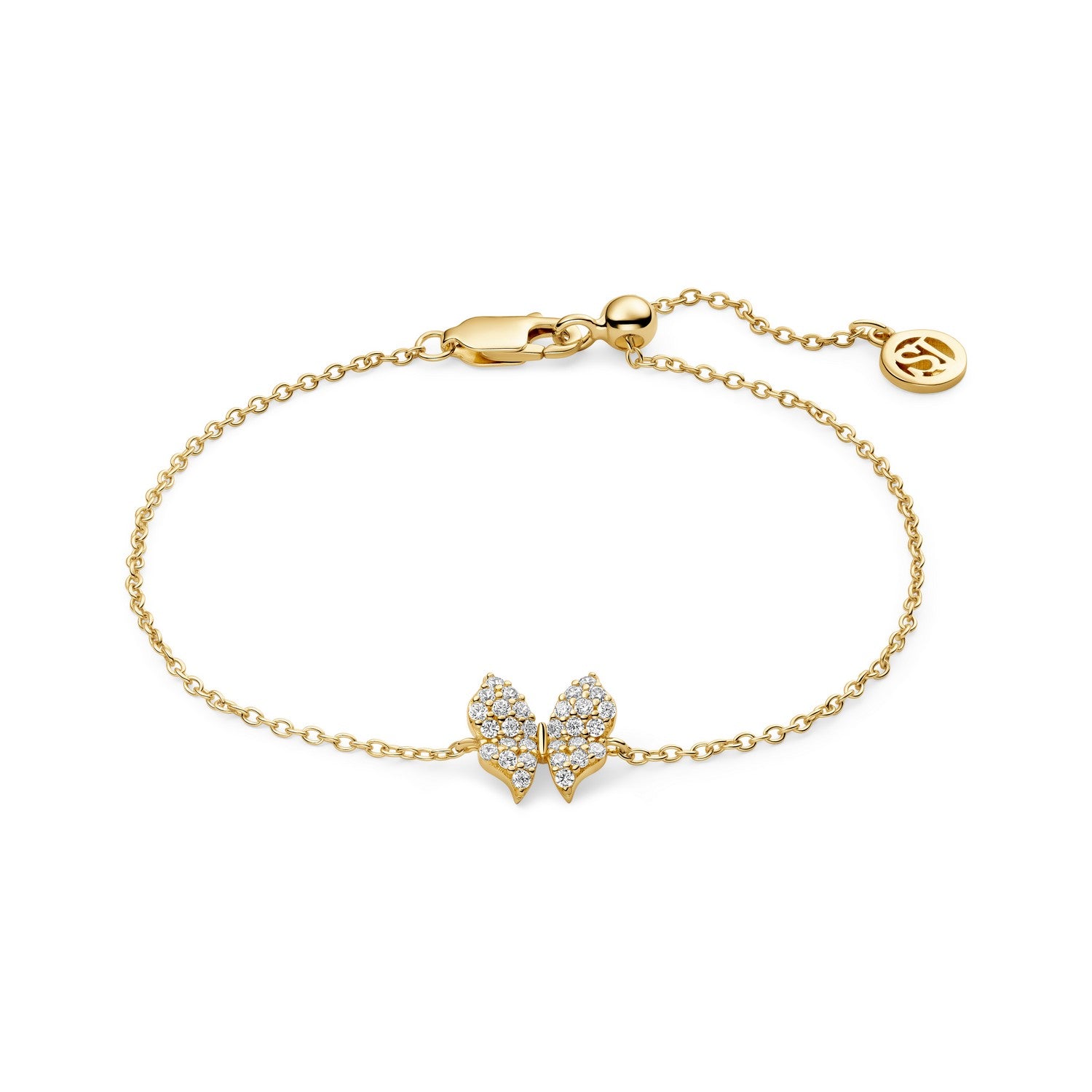 18k Gold Plated White Zirconia Farfalla Bracelet SJ-B2700-CZ-YG