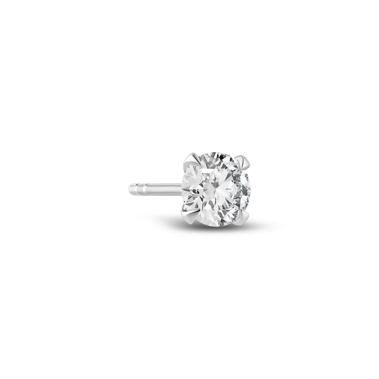 14k White Gold Venice Medio Single Diamond Earring SJ-E2502-WD-WG-1 featuring a stunning 0.25 ct round brilliant cut lab-grown diamond, perfect for an elegant look.